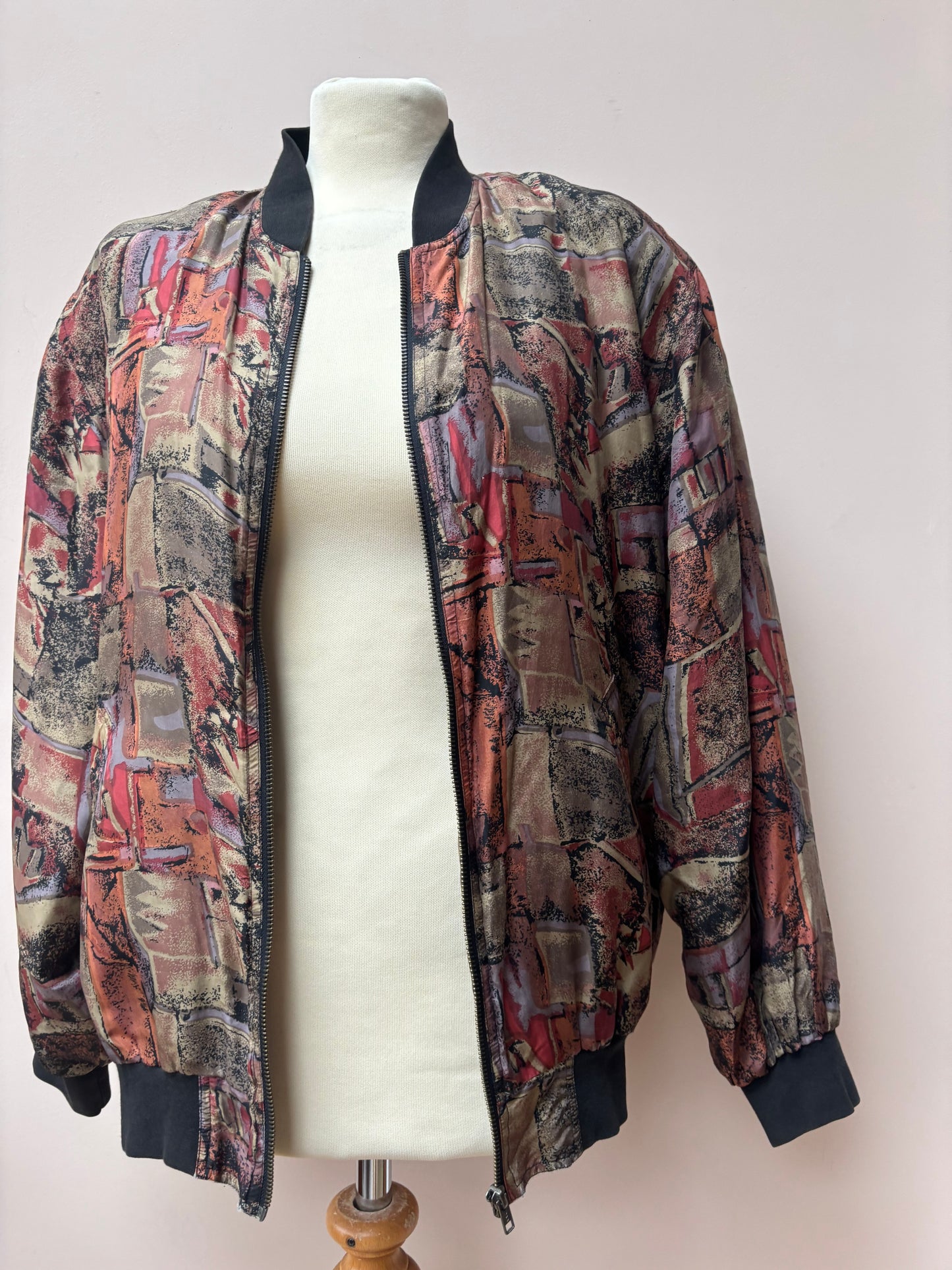 Vintage 100% silk bomber jacket size Medium