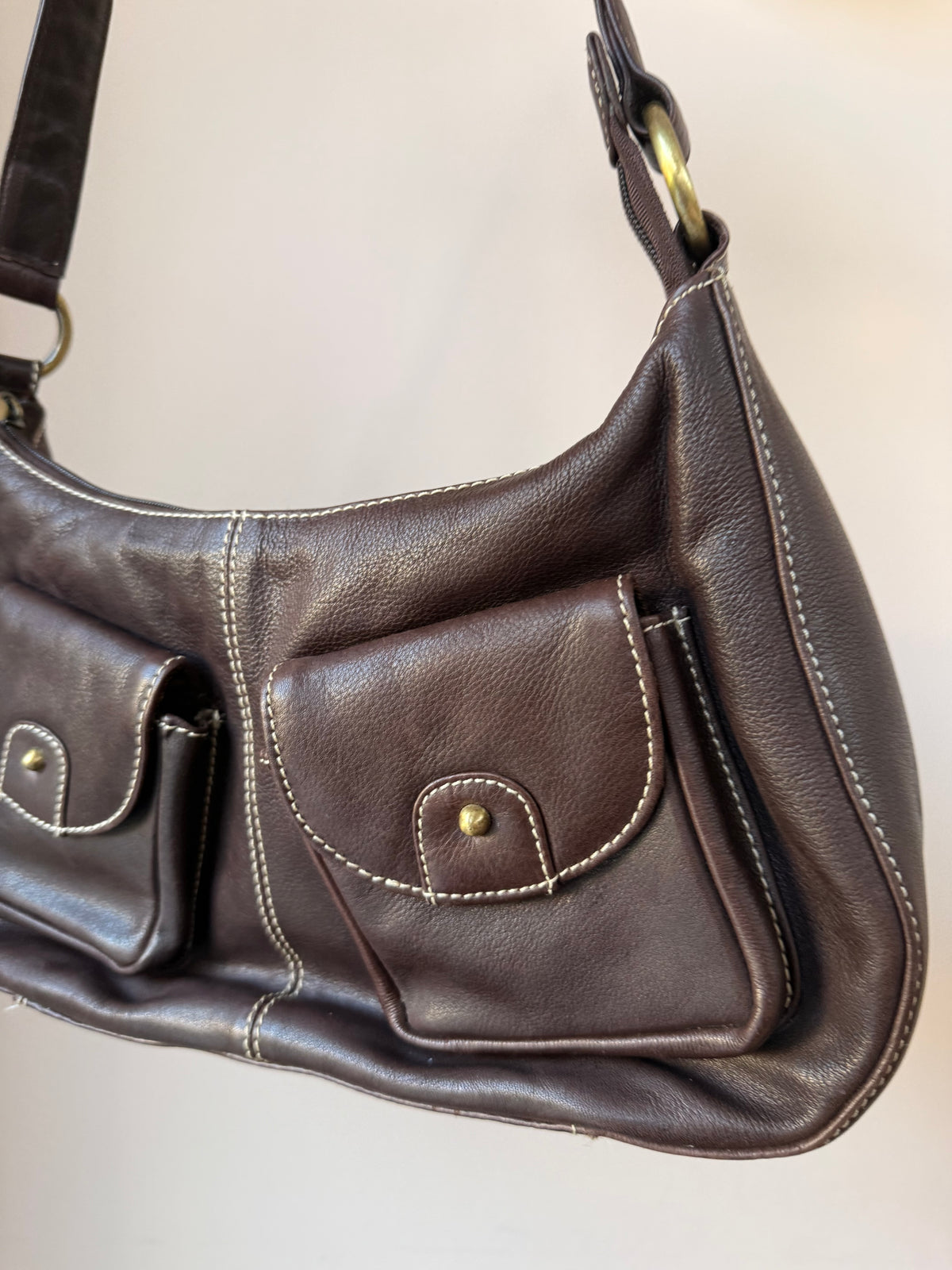 Chocolate brown leather shoulder bag