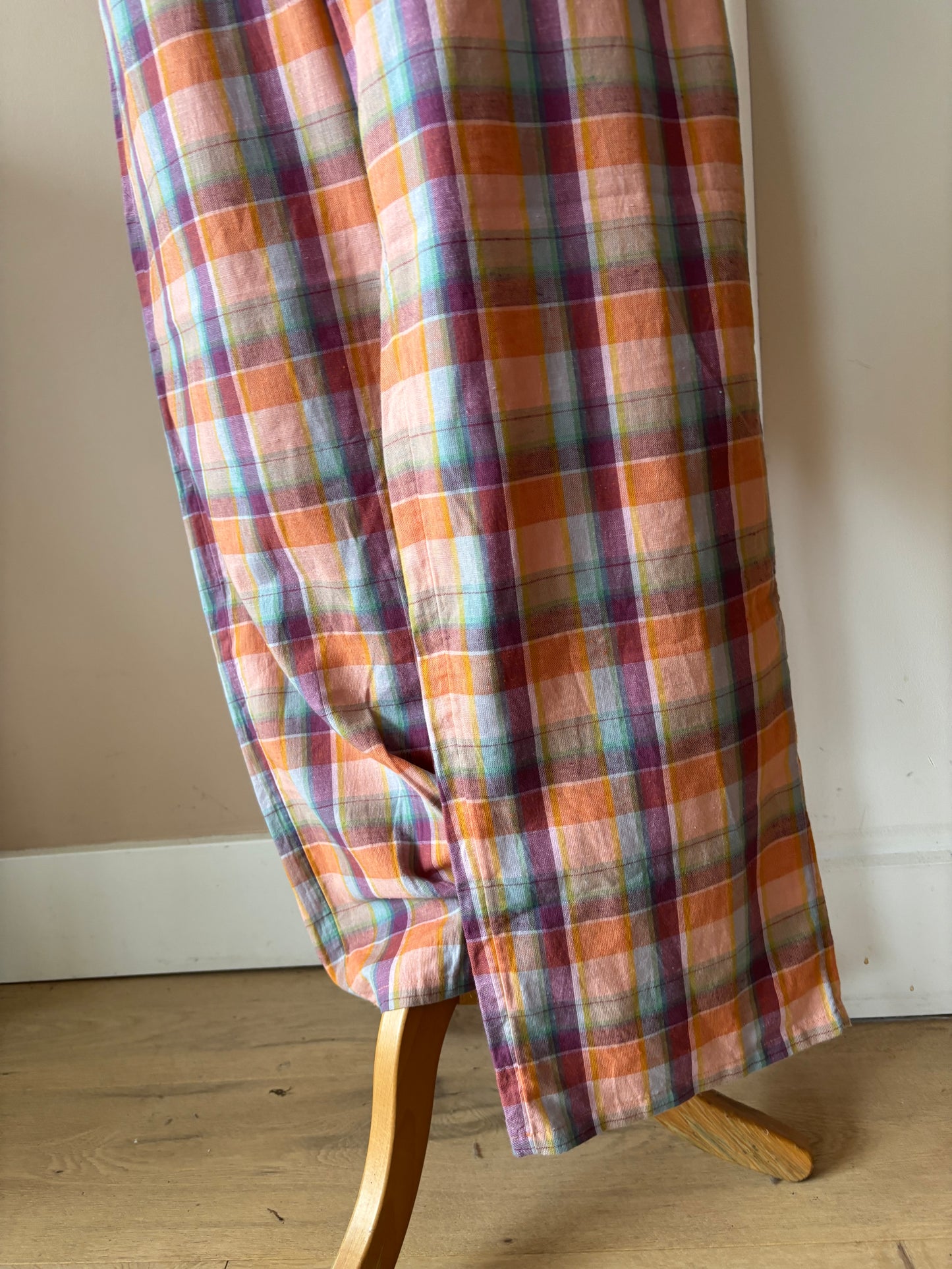Linen cotton mix check trousers size 12/14
