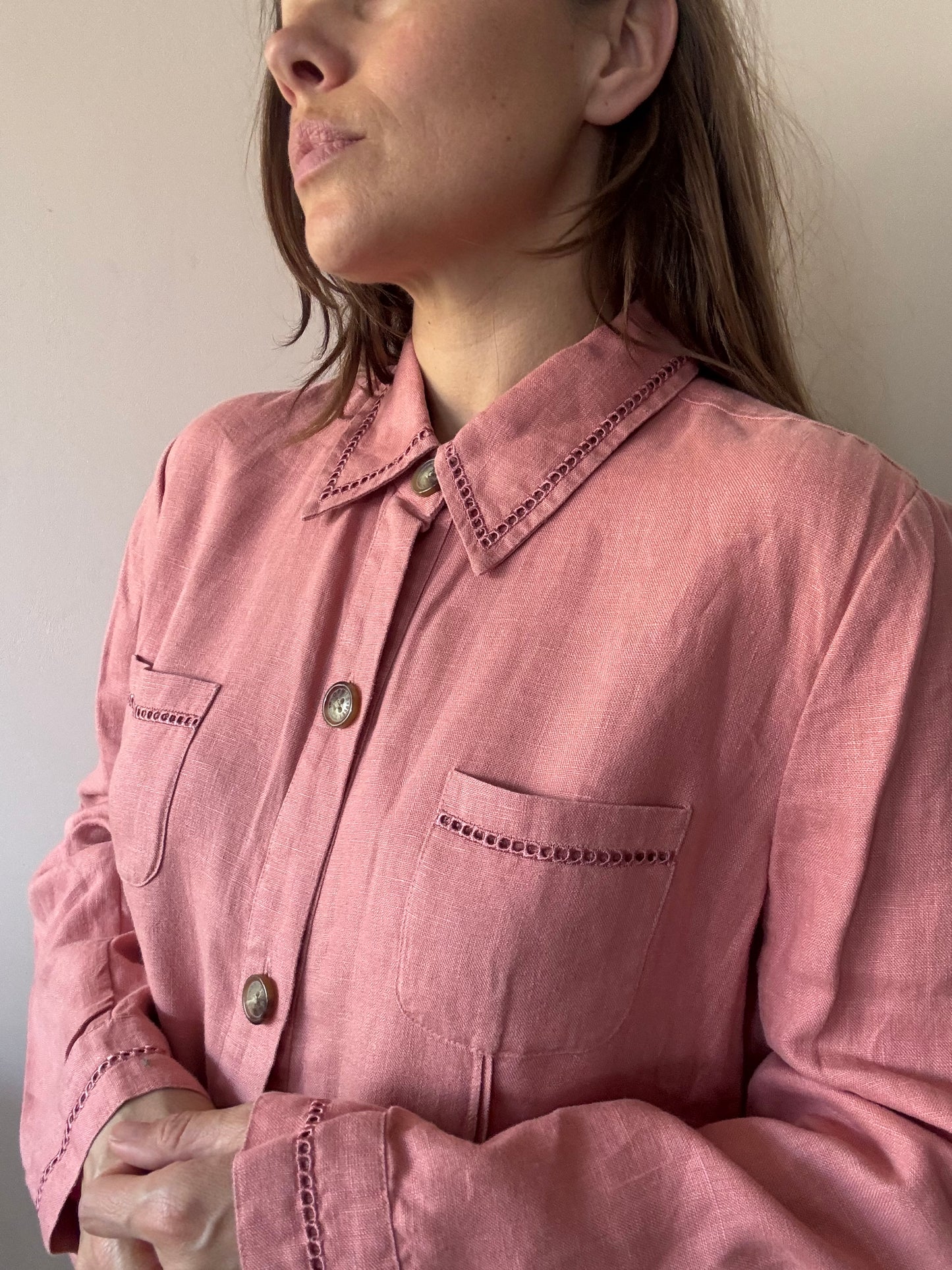 Orvis 100% linen dusky pink jacket size 12-16 ish (size Large)