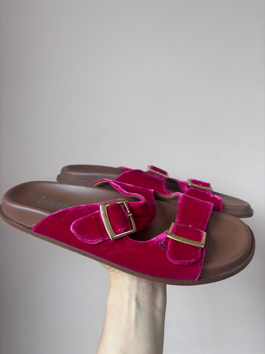 Pink velvet Lanapo sandals size UK5