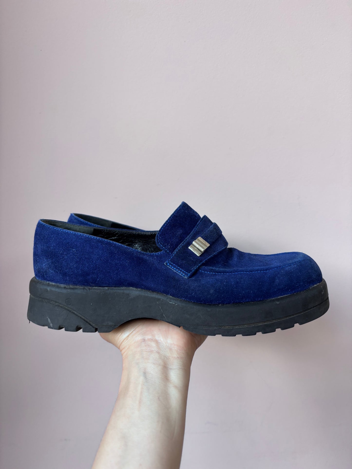 Lagerfeld blue suede loafers size 5