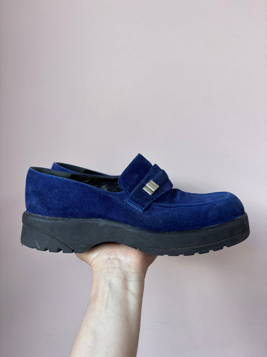 Lagerfeld blue suede loafers size 5