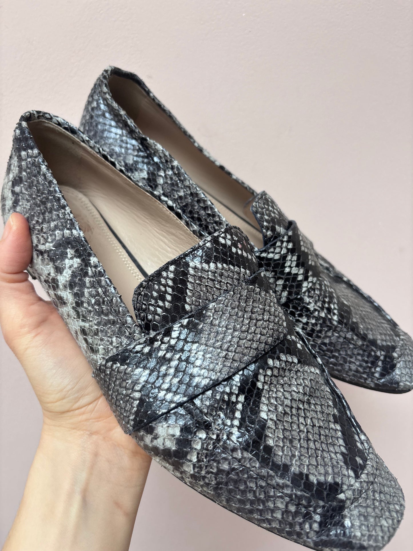 Animal print leather flats size 5