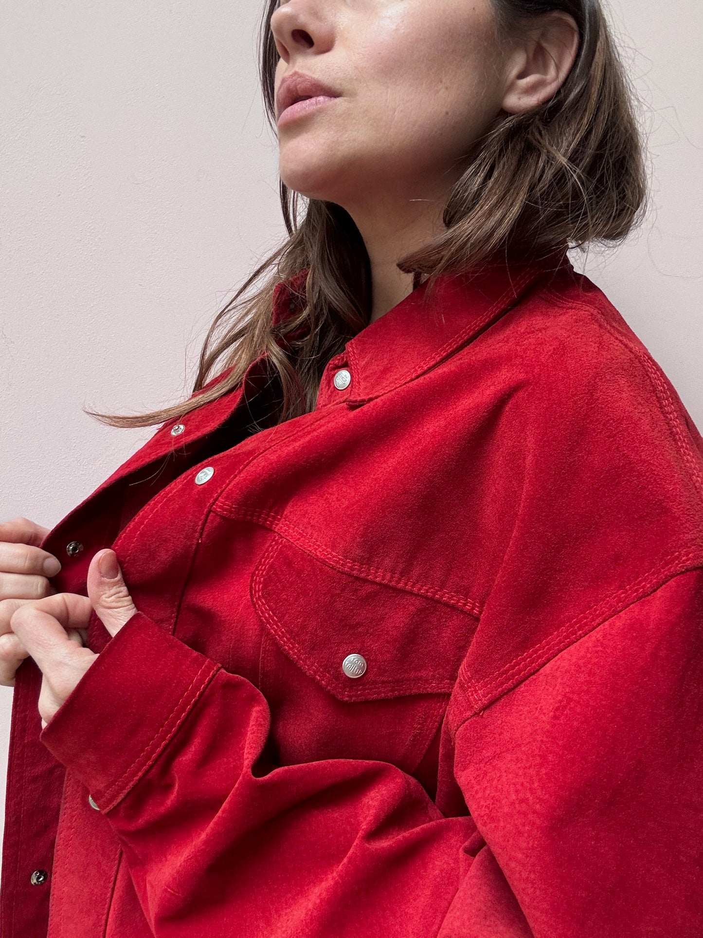 Red suede shacket size 14-18