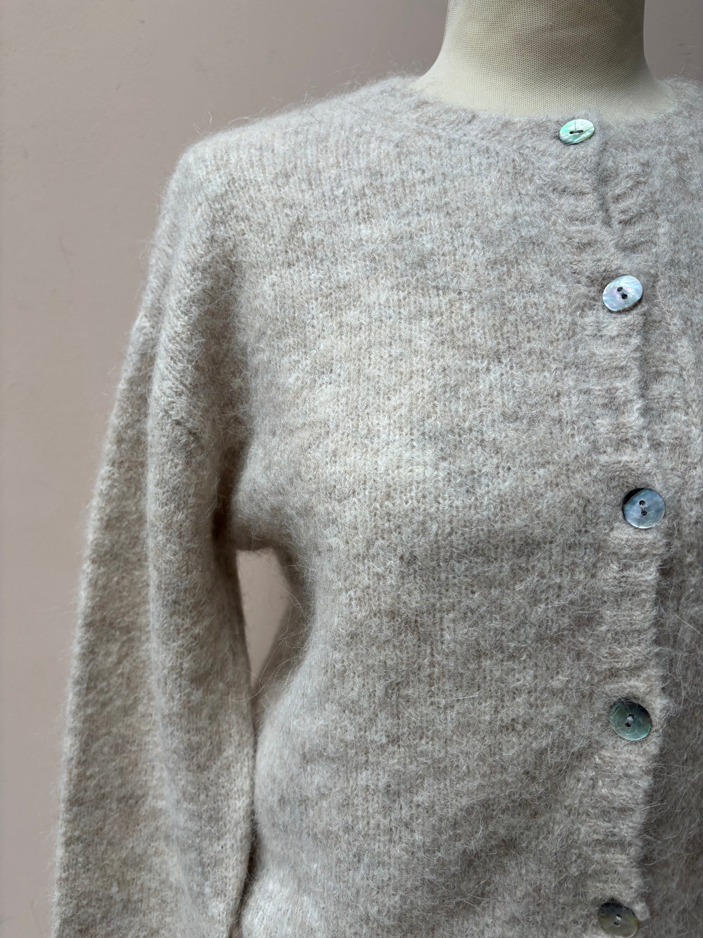 Greige mohair mix cardigan size Medium