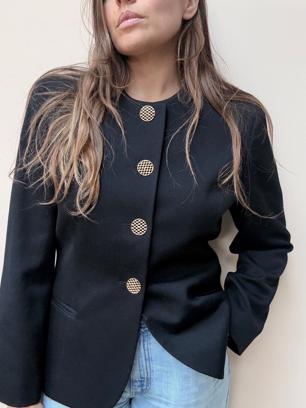 Vintage navy 100% wool blazer size 10/12