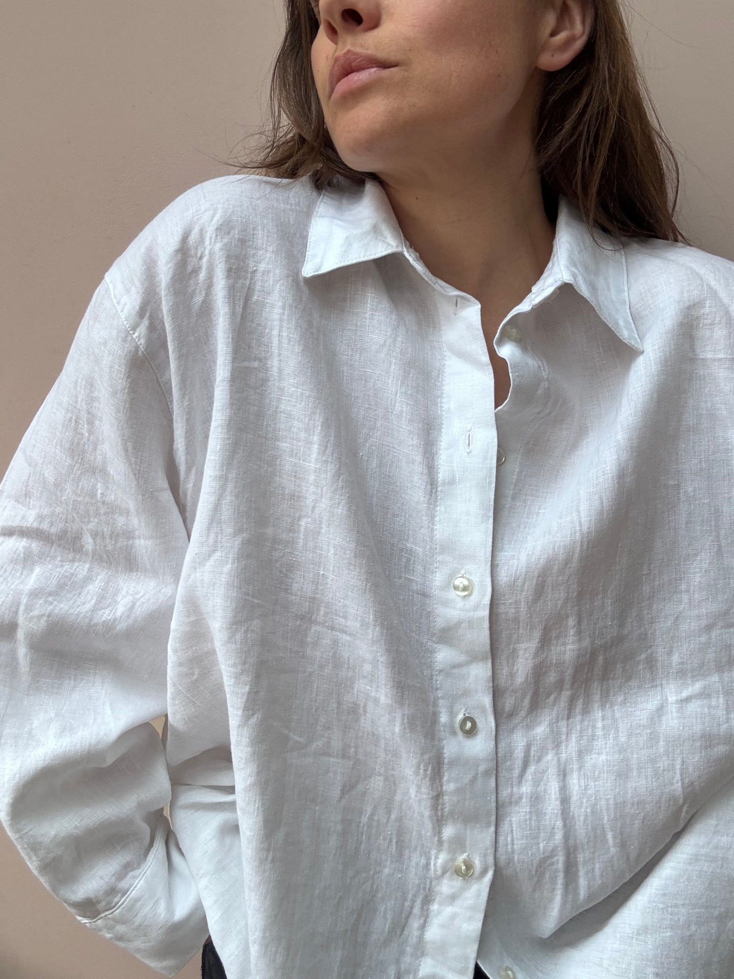 White 100% linen shirt size 18