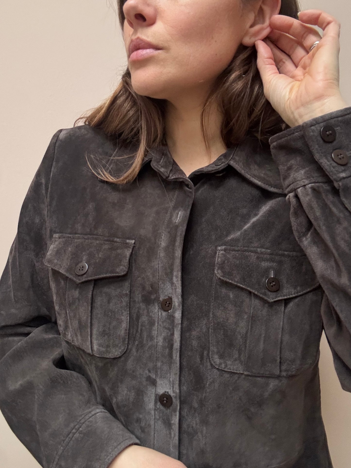 Brown suede shirt size 12