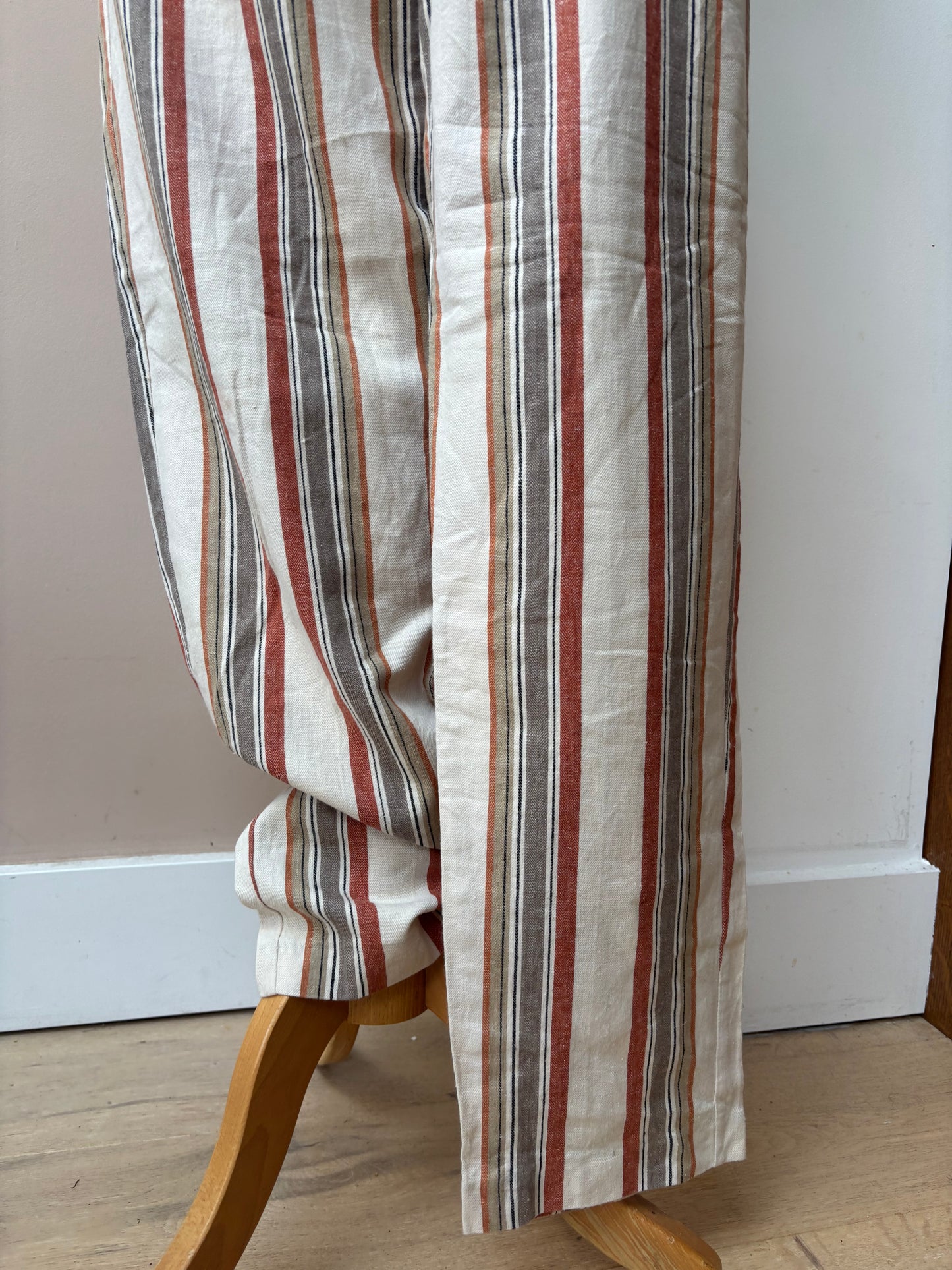 Cotton linen mix striped trousers size 10/12