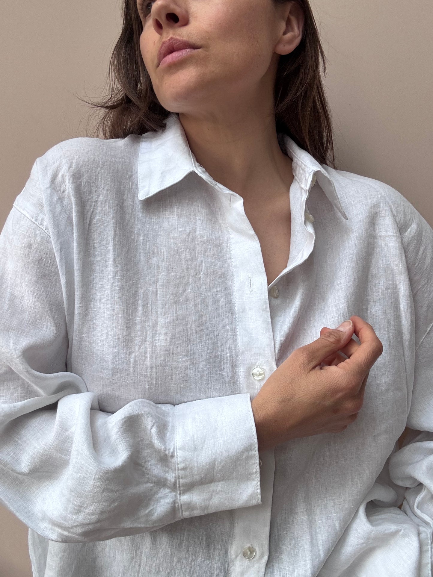 White 100% linen shirt size 18