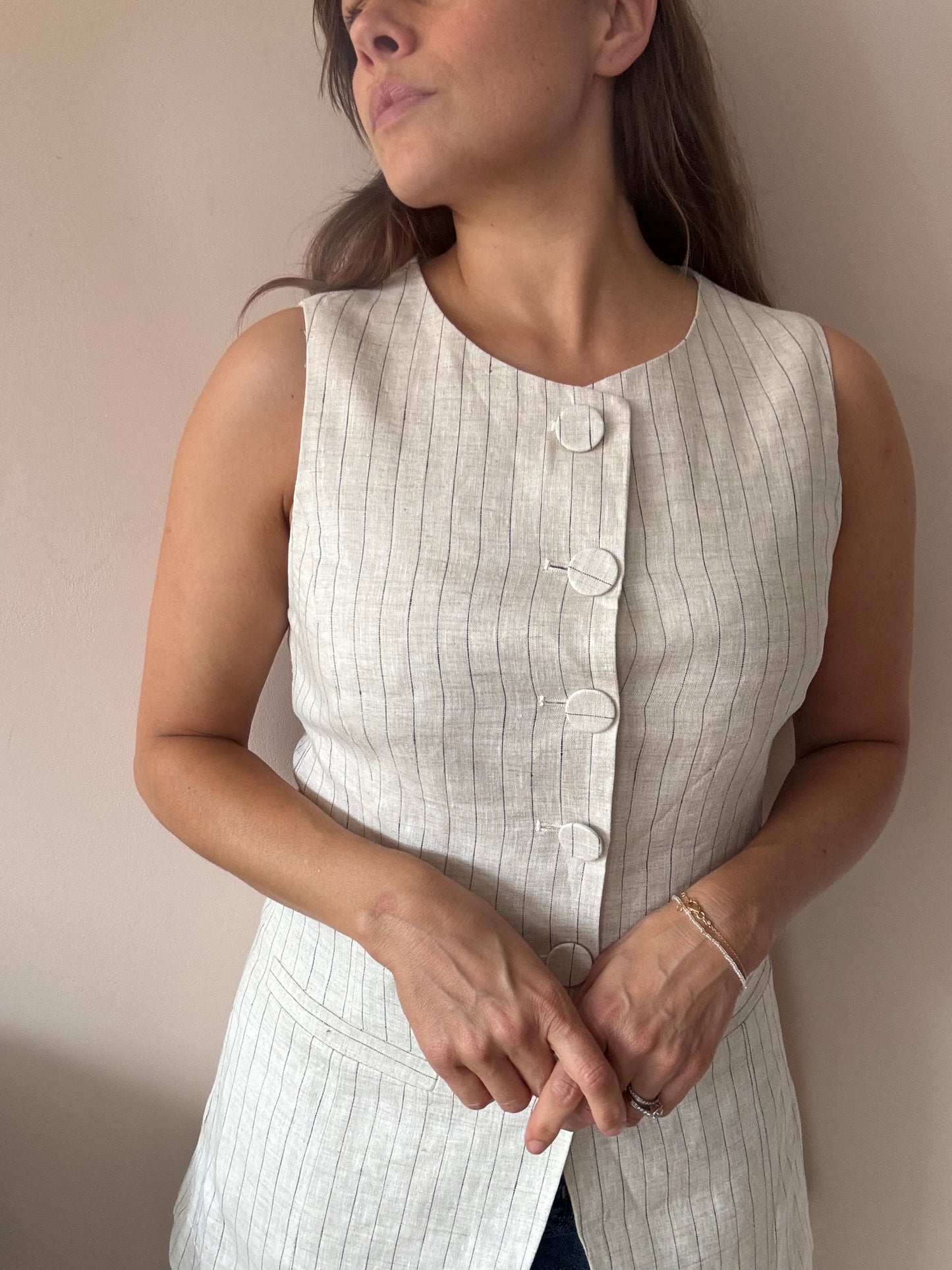 100% linen long waistcoat size 12 BNWT