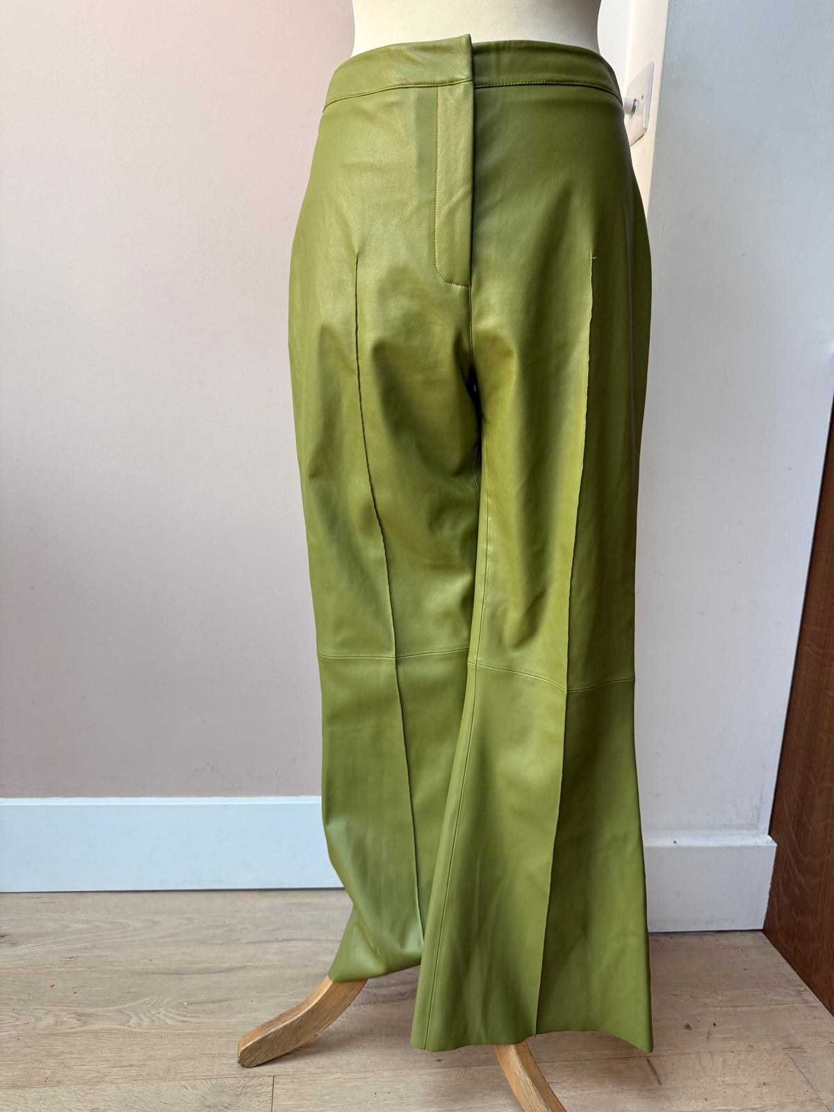 Faux leather green trousers size UK10
