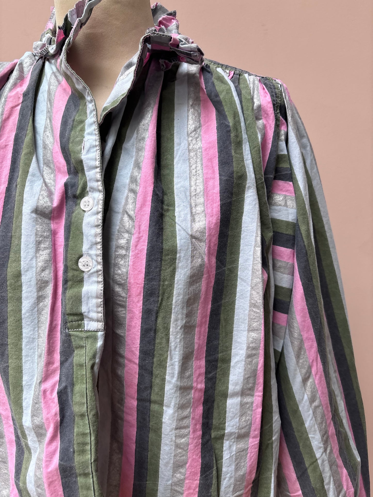 Blockprints striped cotton top size Small