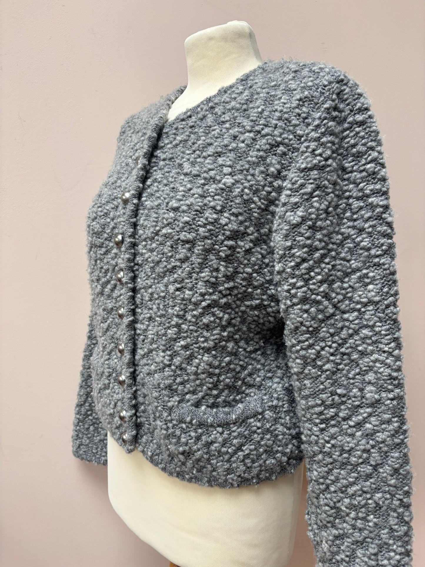 Lodenfrey wool grey boucle cardigan size 10