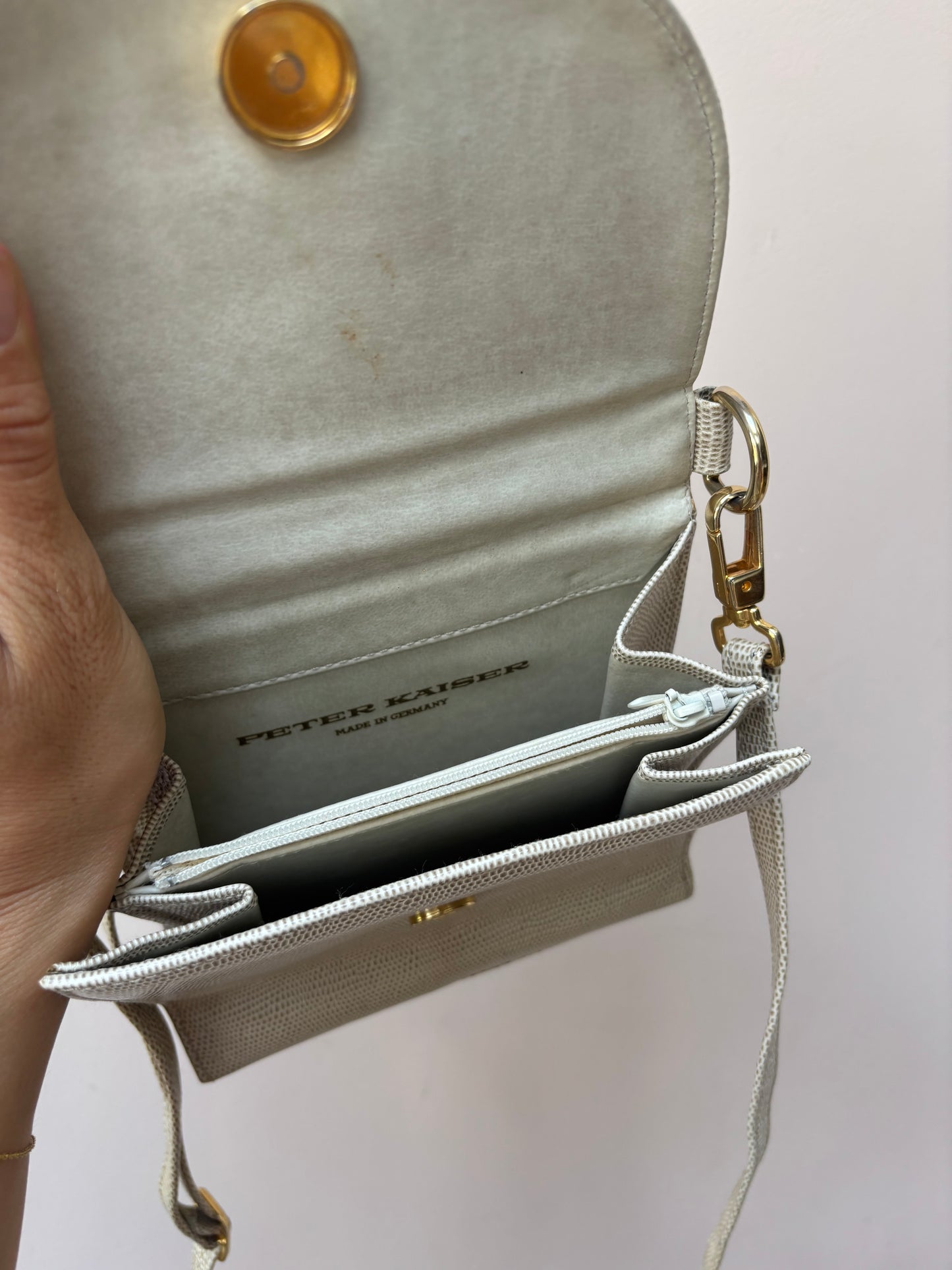 Vintage small cream and gold bag