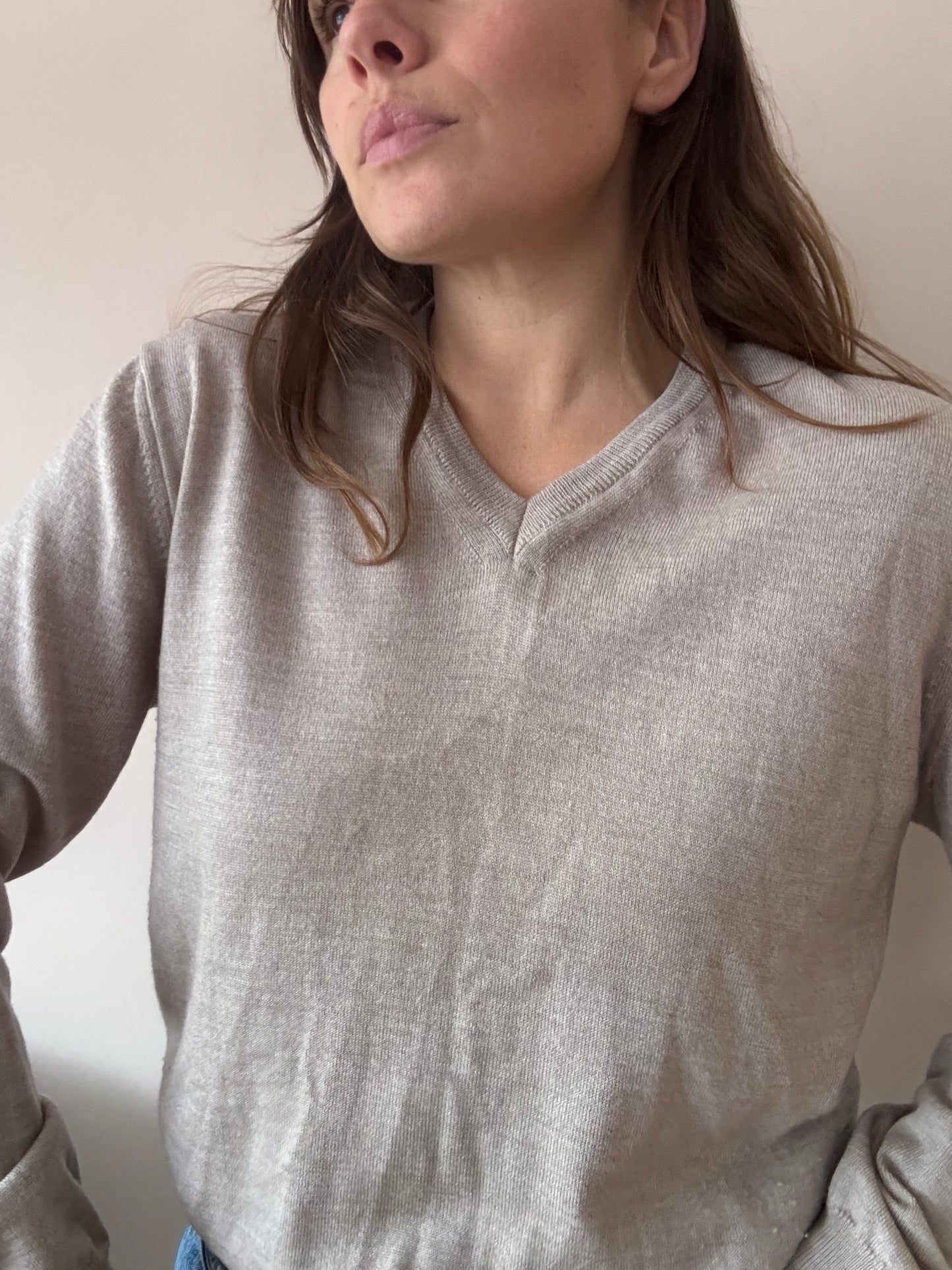 Beige 100% merino wool jumper size 10