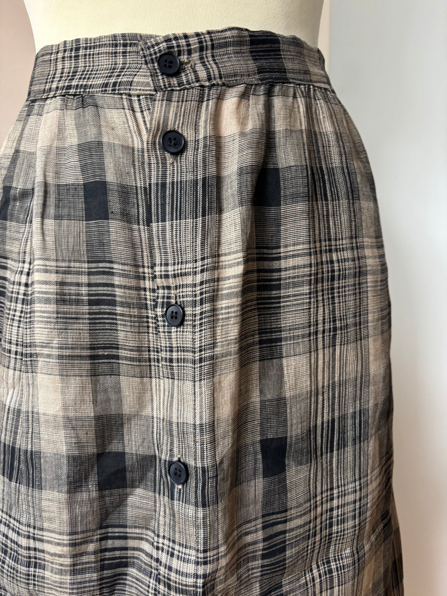 Vintage 100% linen midi skirt size 10/12