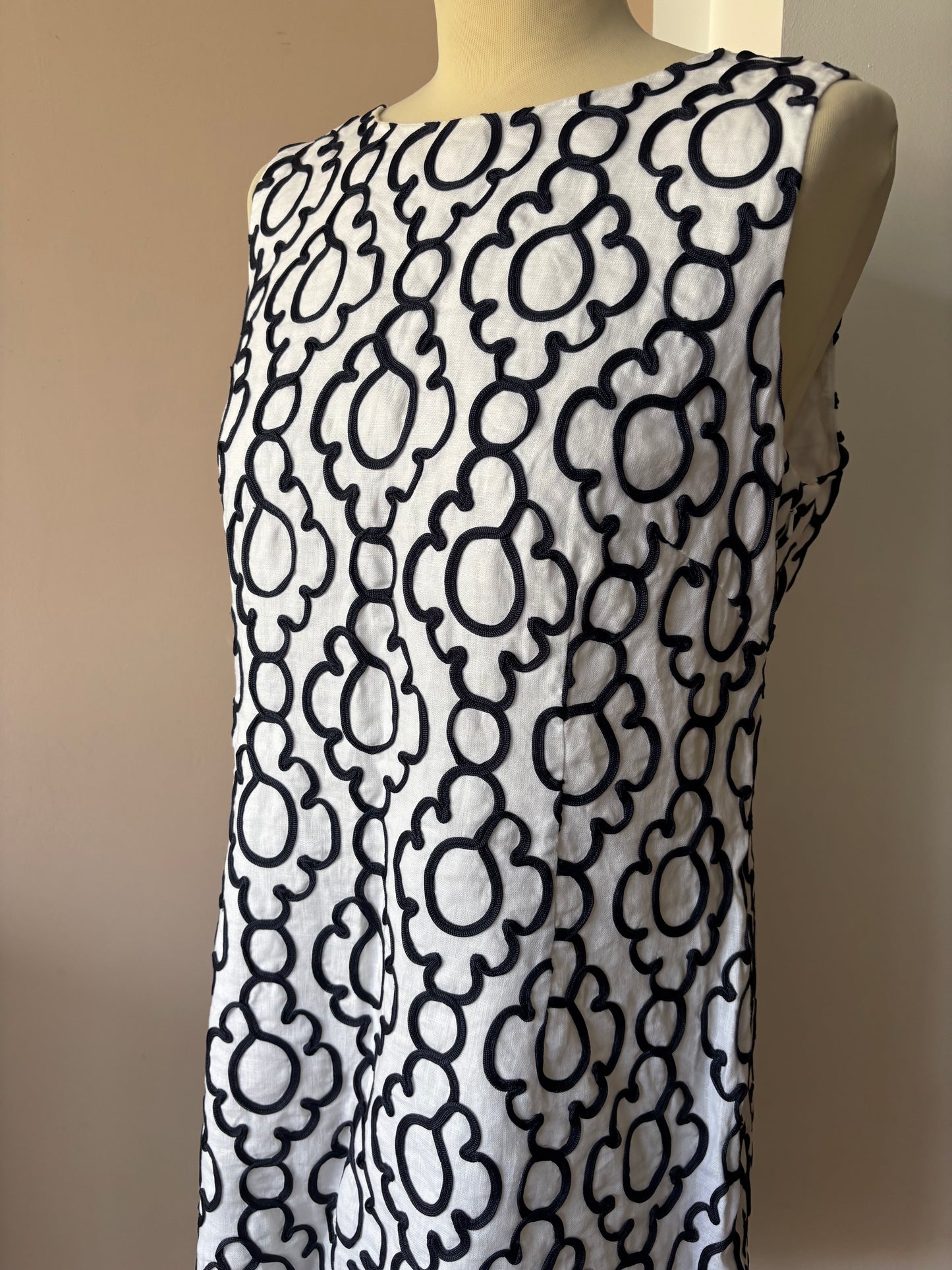 100% linen embroidered dress size 14