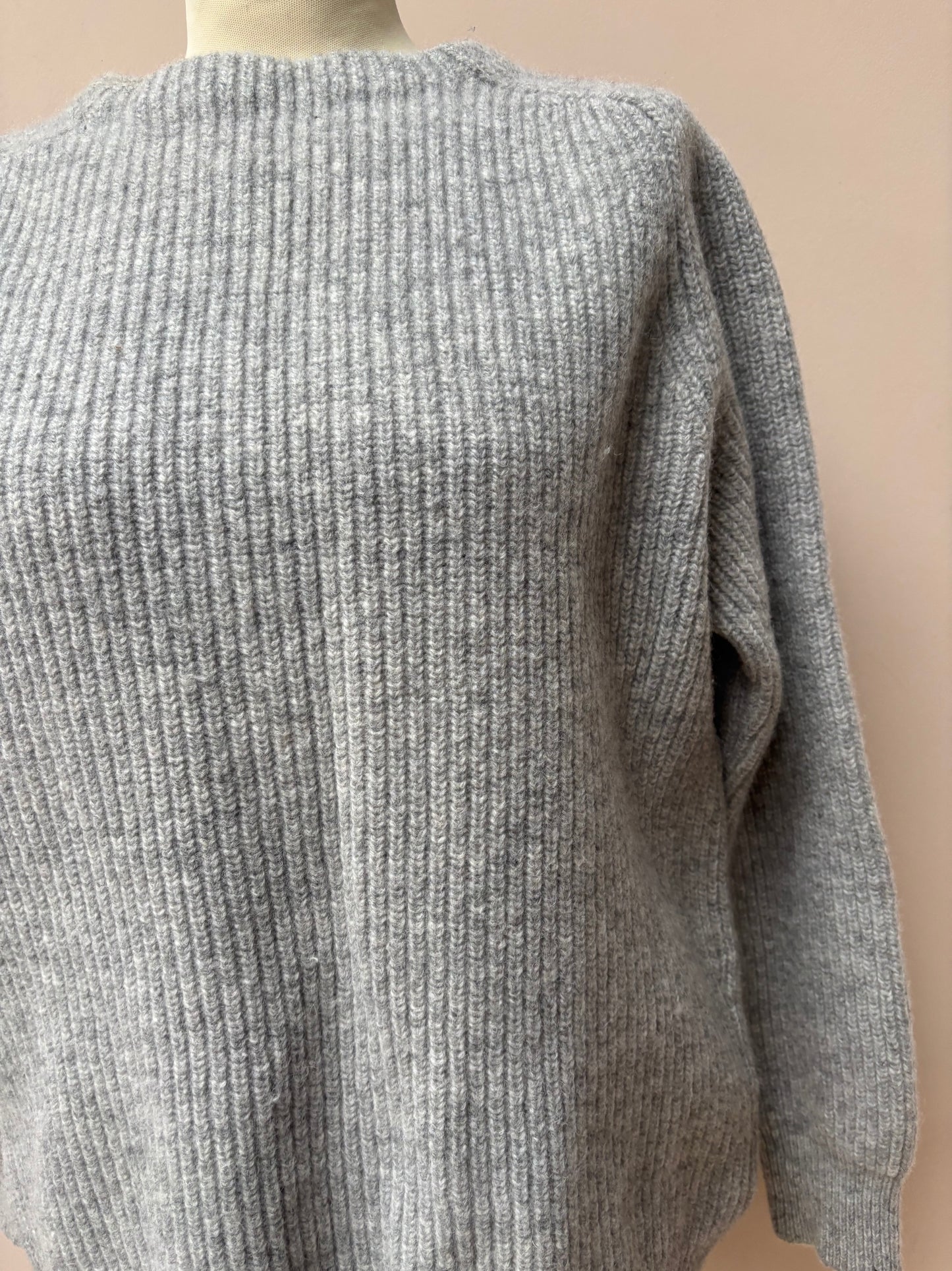 Grey 100% wool jumper size Medium