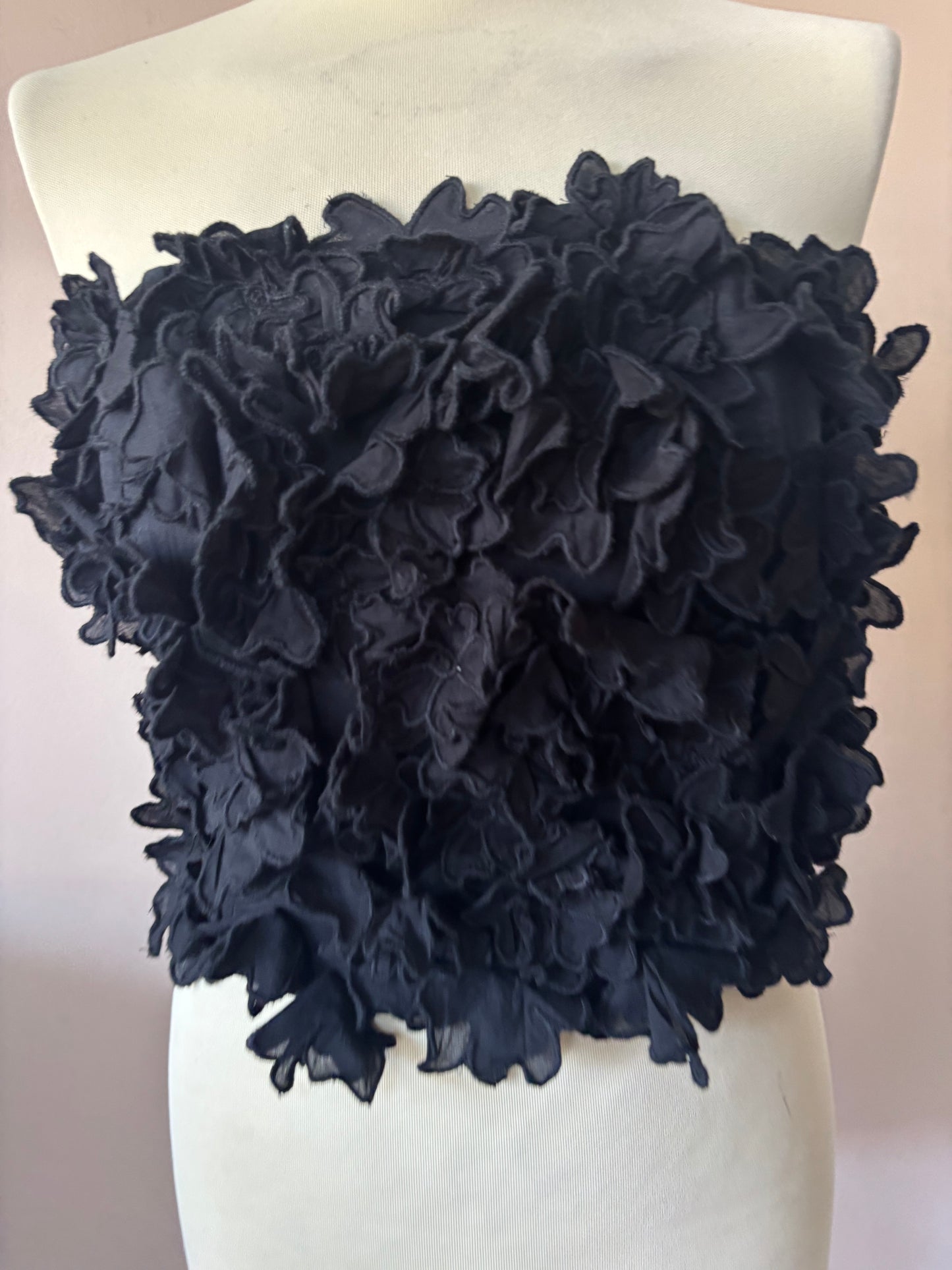 Black bandeau top with flower detailing size 10