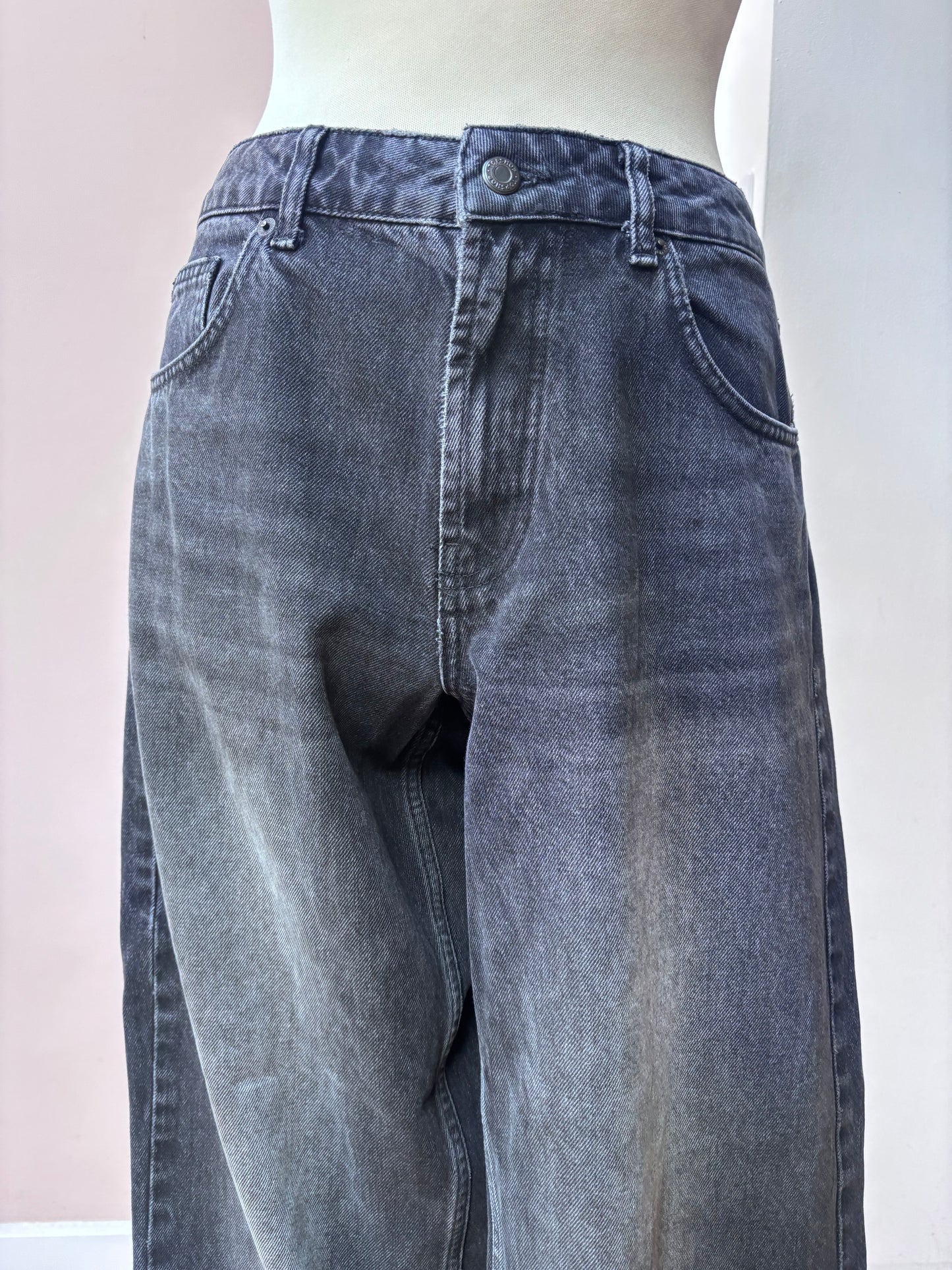 Black cotton wide leg jeans size 10/12