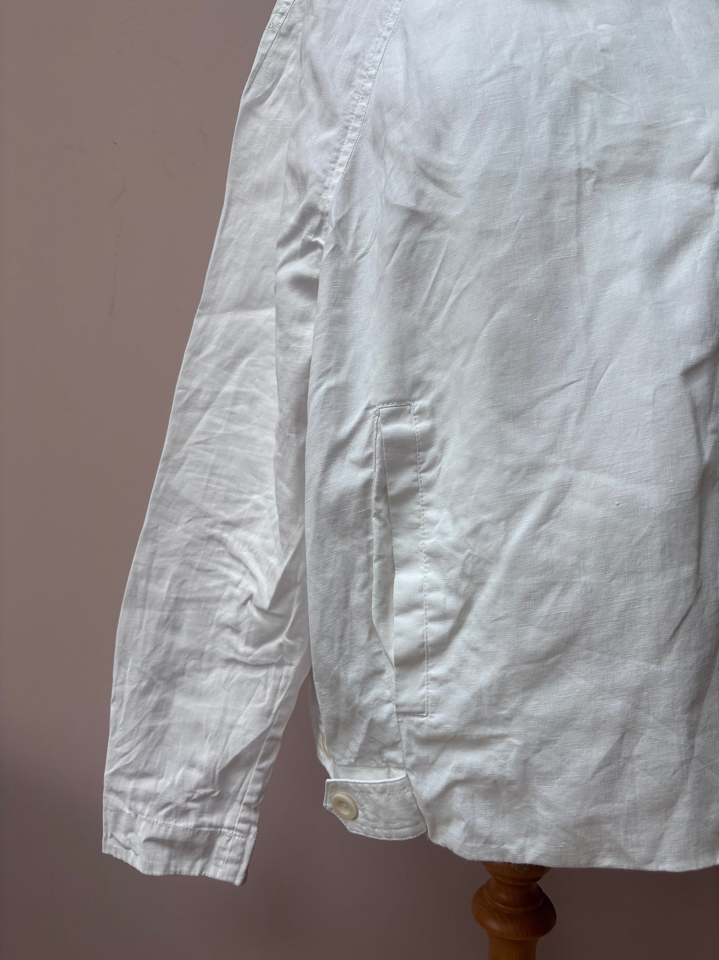 White 100% linen jacket size 14
