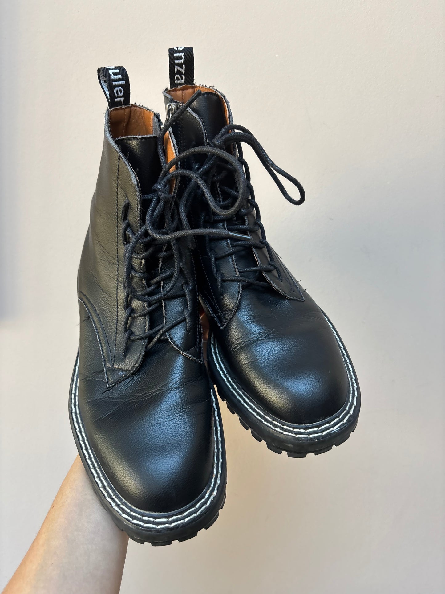 Proenza Schouler black leather boots size UK6.5