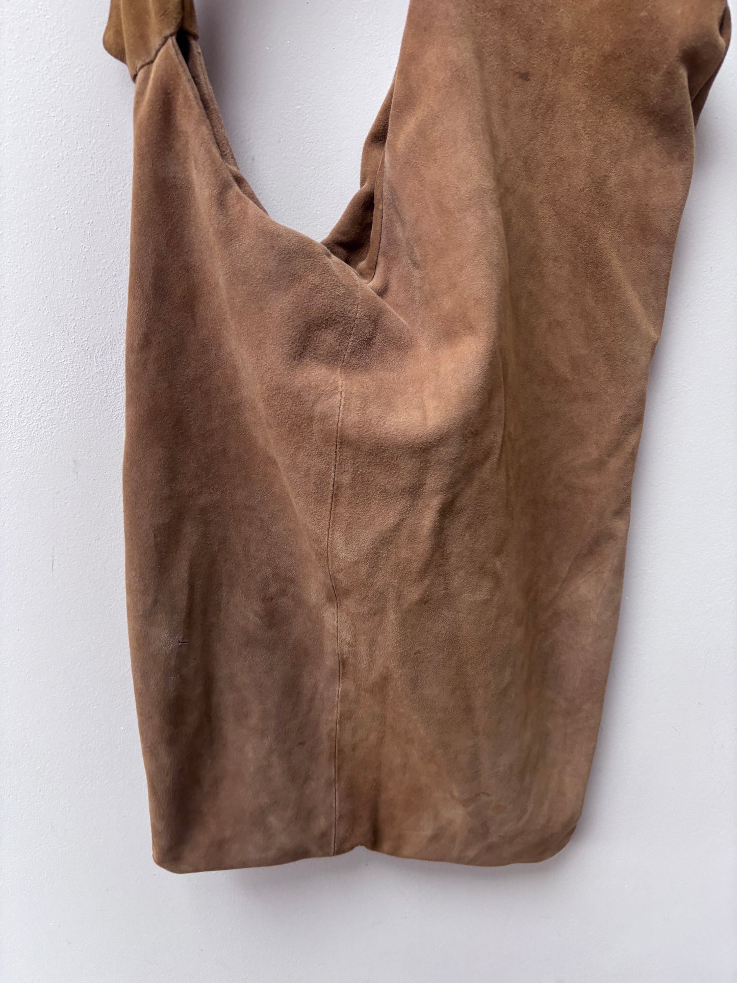 Homemade suede chestnut brown shoulder bag