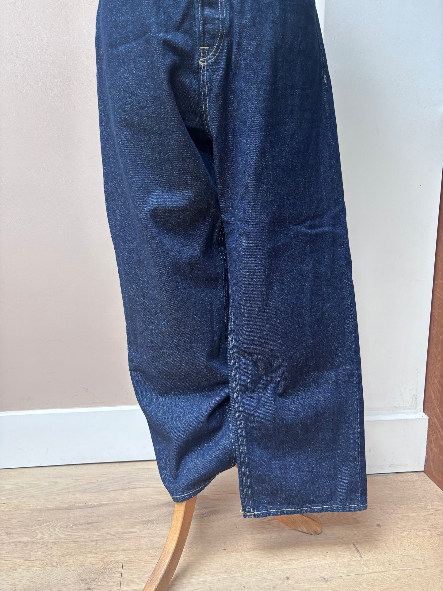 Dark blue 100% cotton wide leg jeans size 12