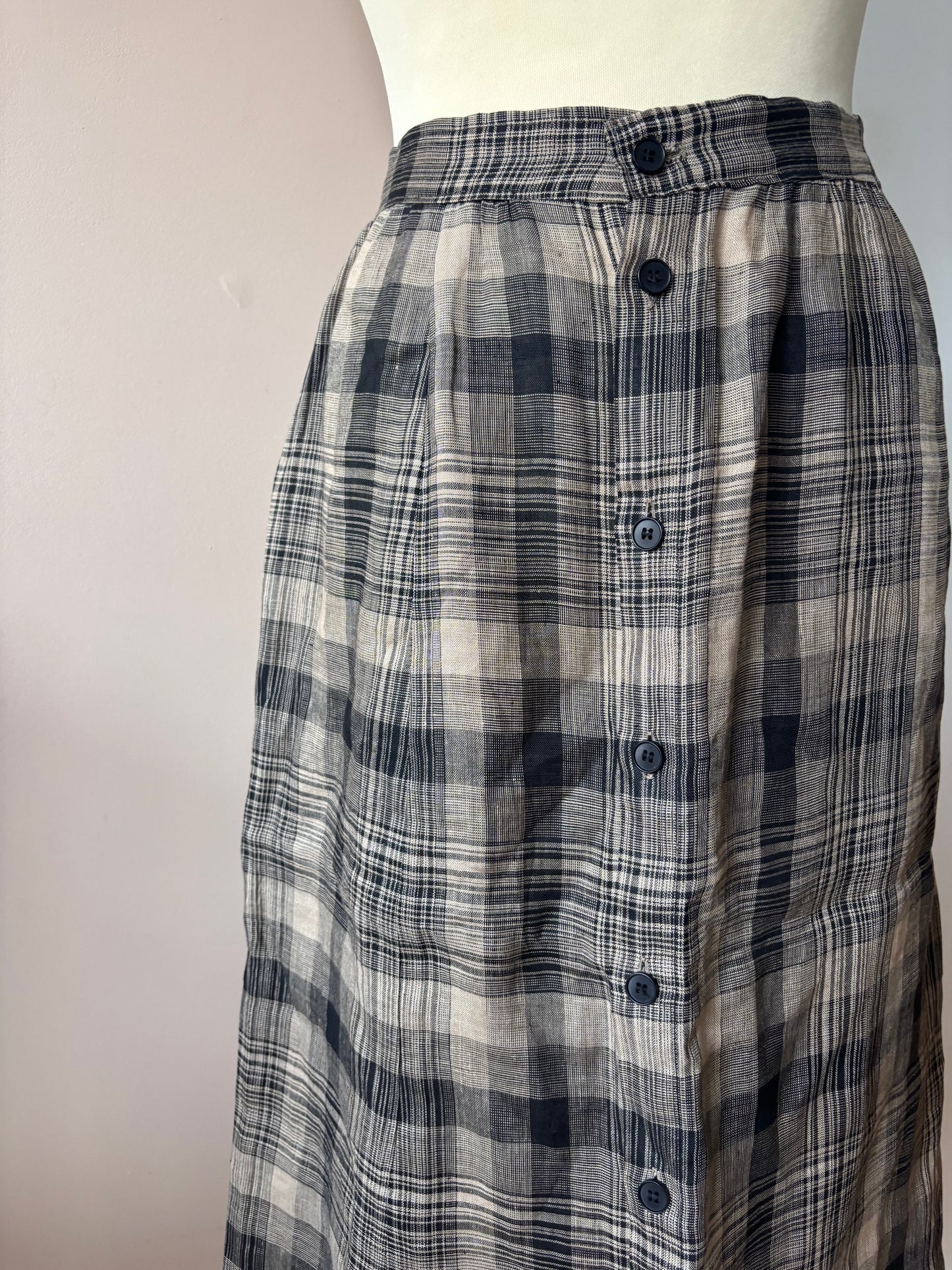 Vintage 100% linen midi skirt size 10/12