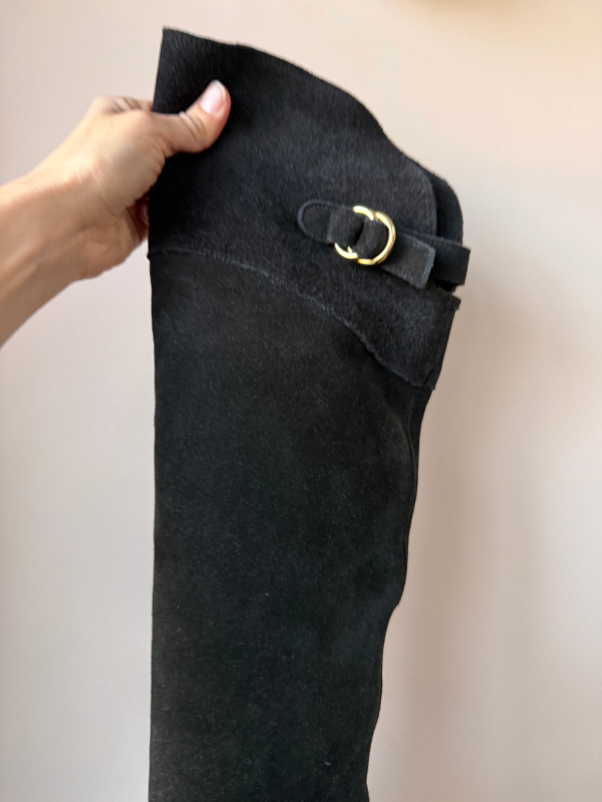 Black suede knee length boots size UK5
