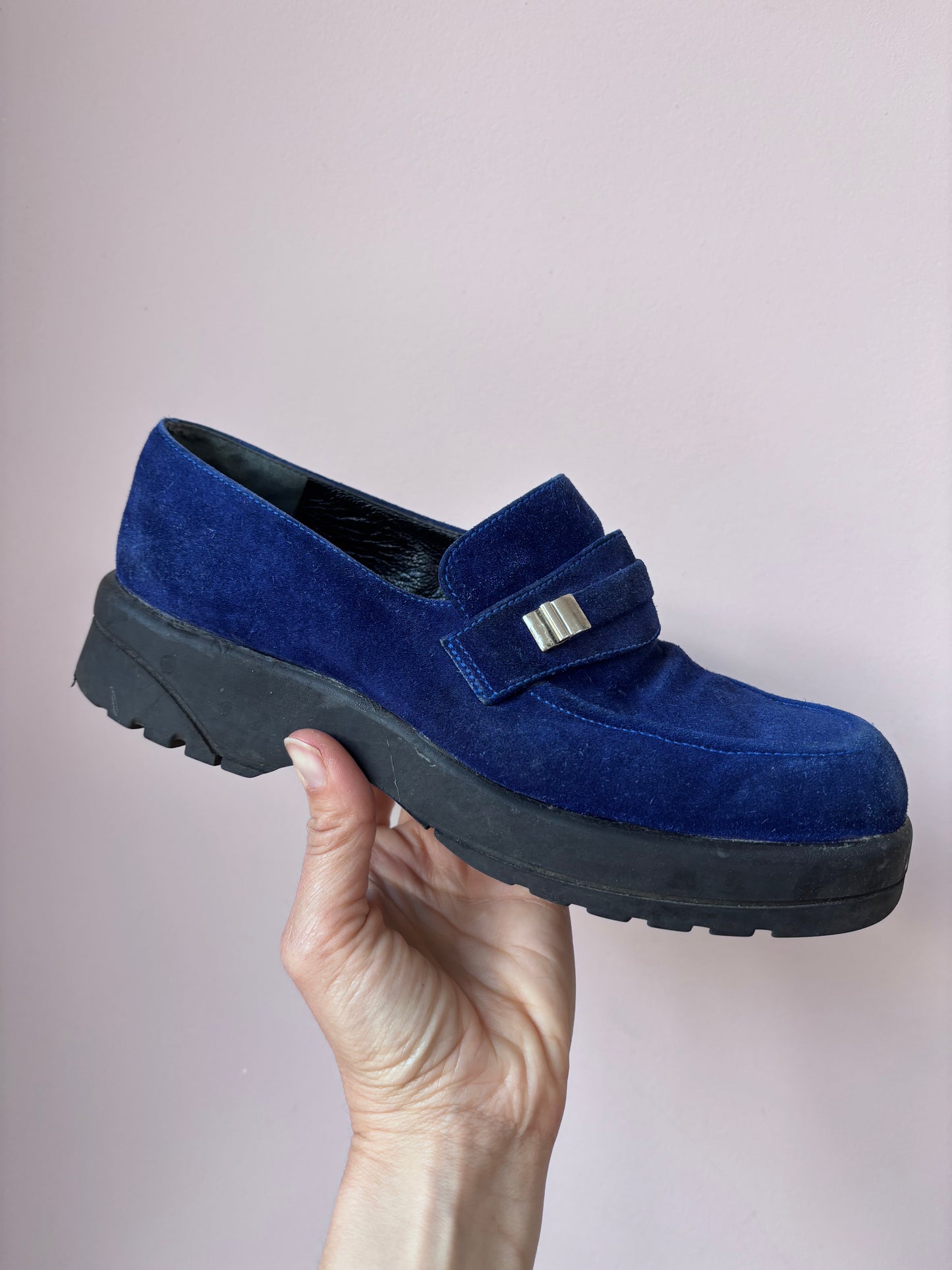 Lagerfeld blue suede loafers size 5