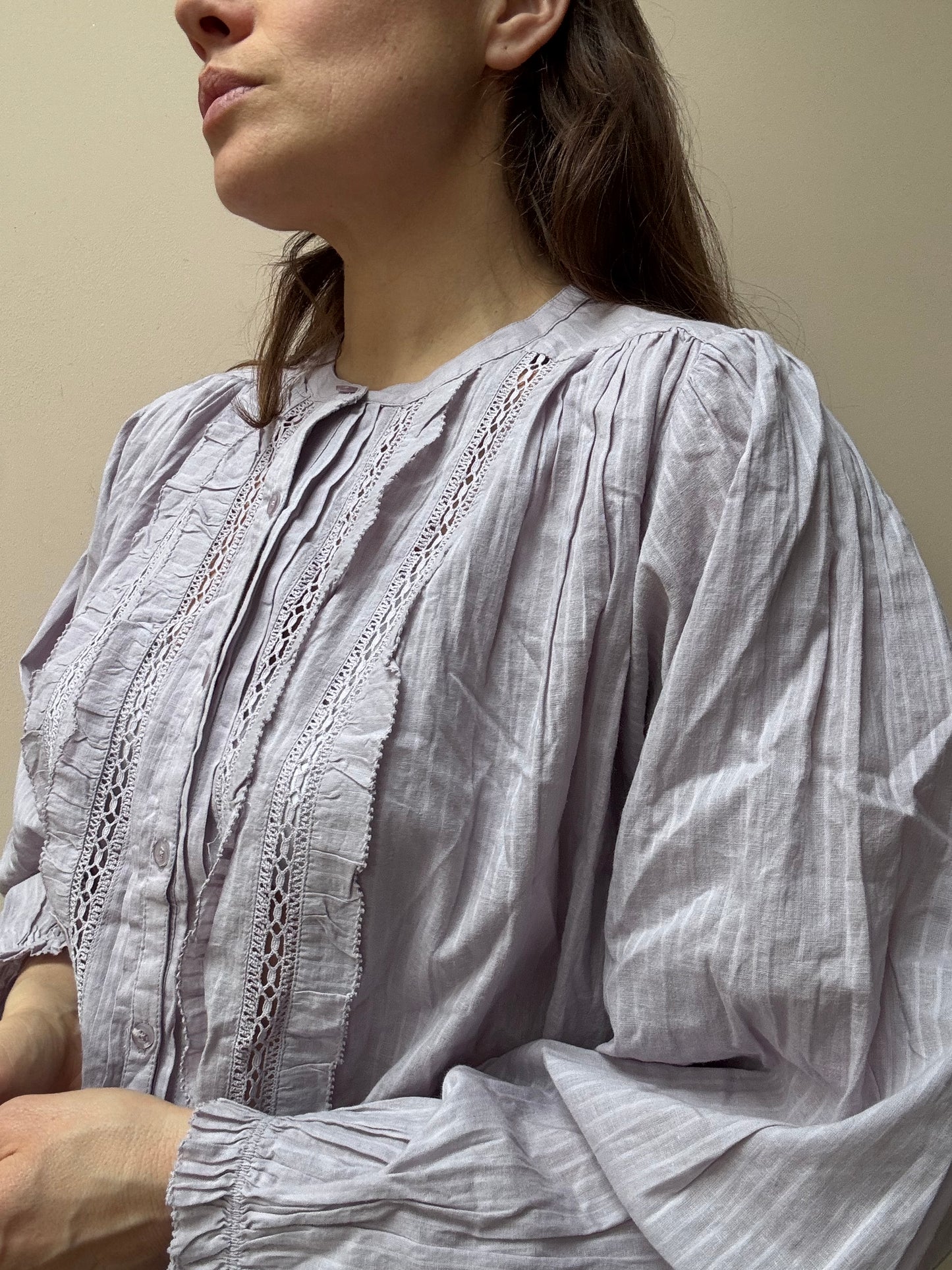 Pale lilac 100% cotton blouse size 8-12