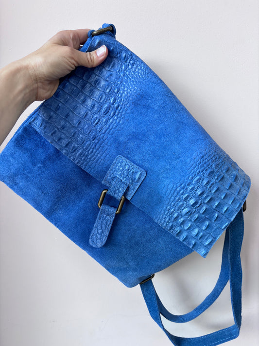 Blue suede leather bag