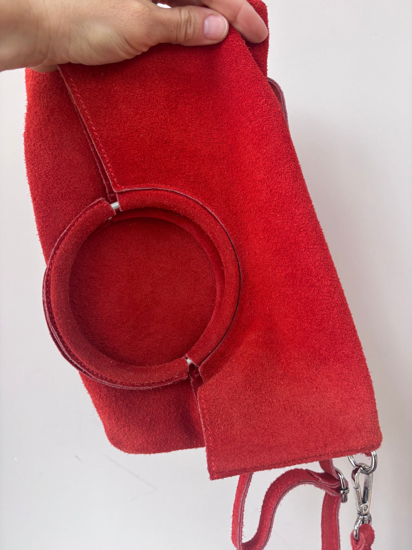 Red suede bag