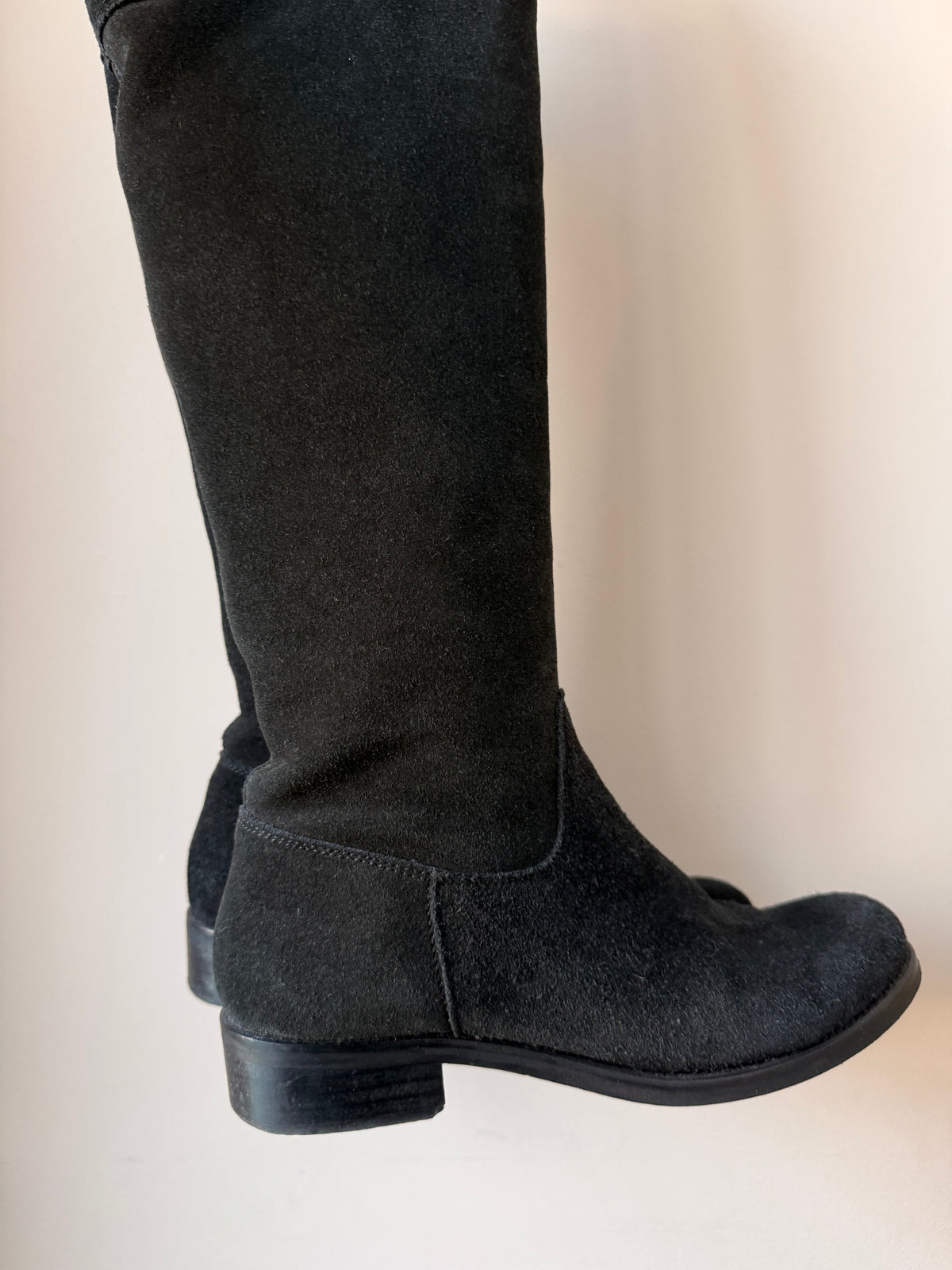 Black suede knee length boots size UK5