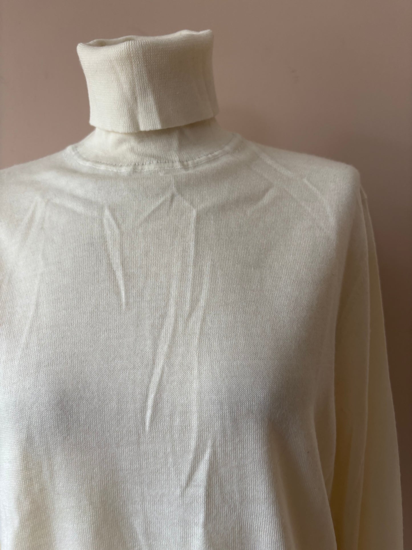 Cream merino mix polo neck jumper size 12/14