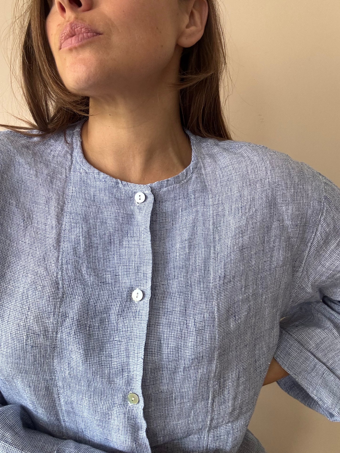 Pale blue 100% linen shirt size 12