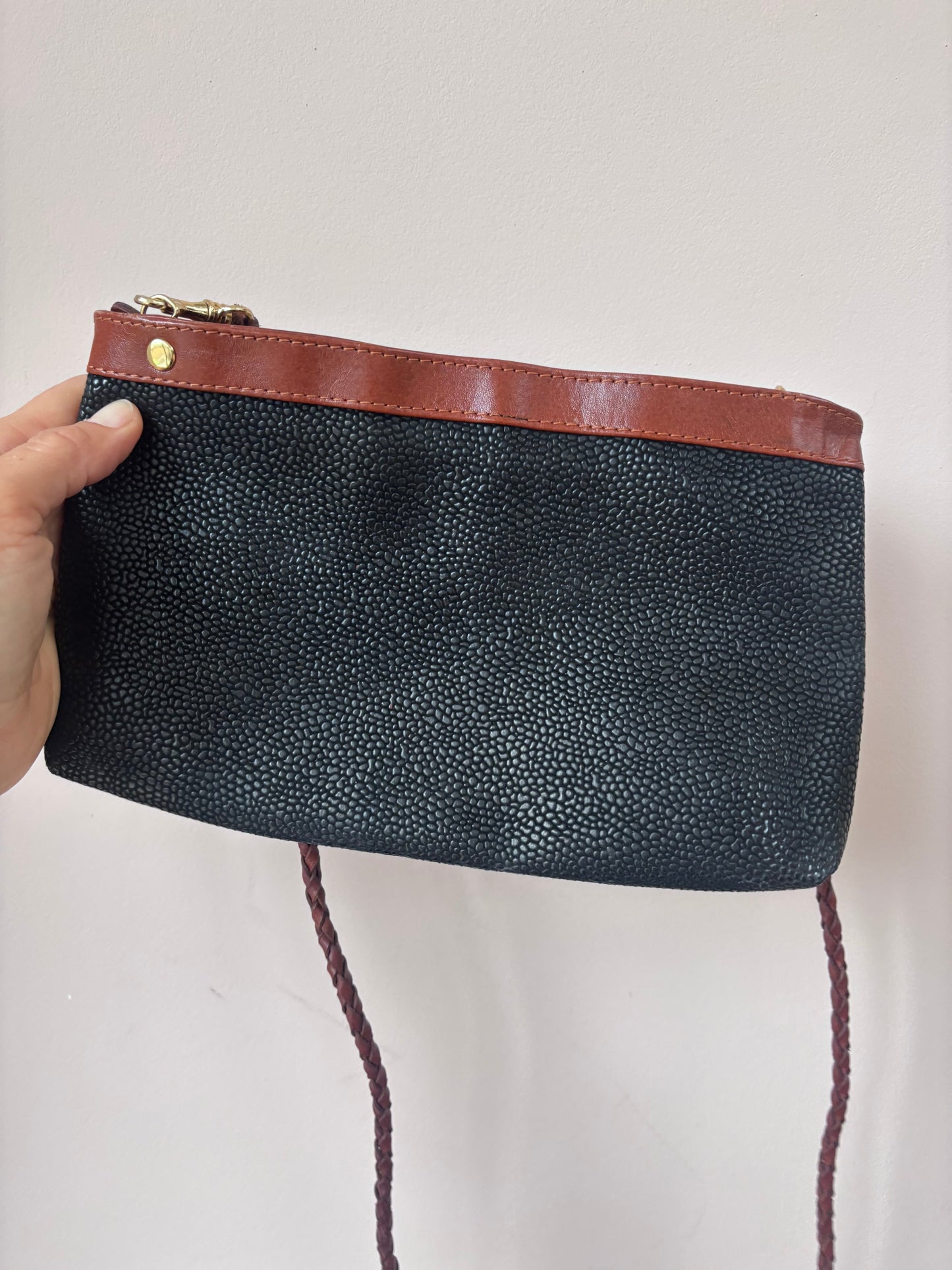 Small vintage scotch grain leather bag