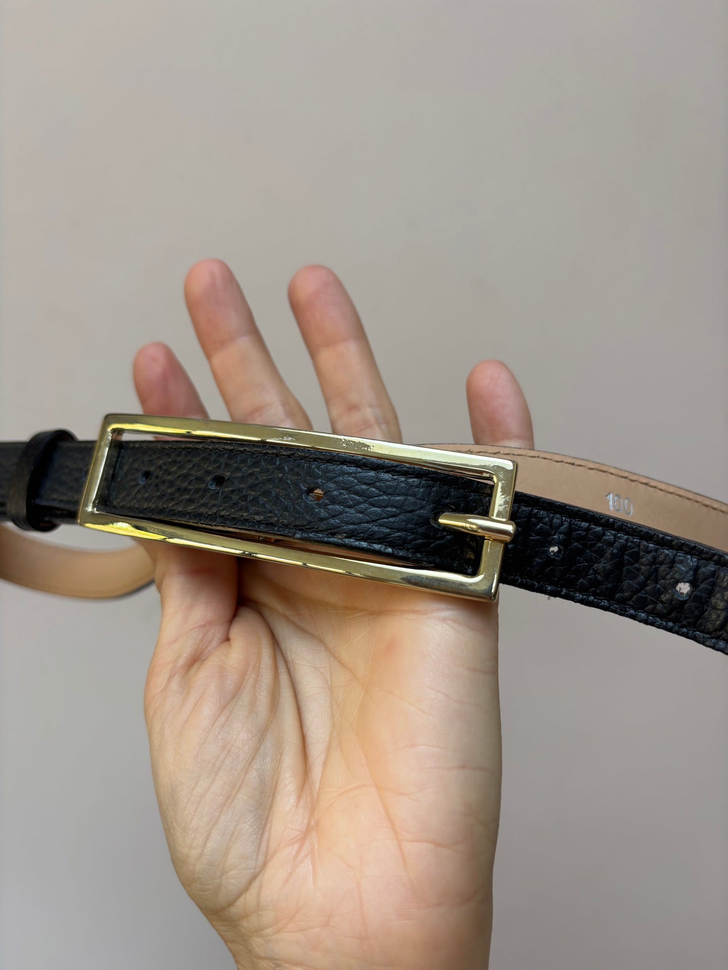 Black Italian leather belt size Large