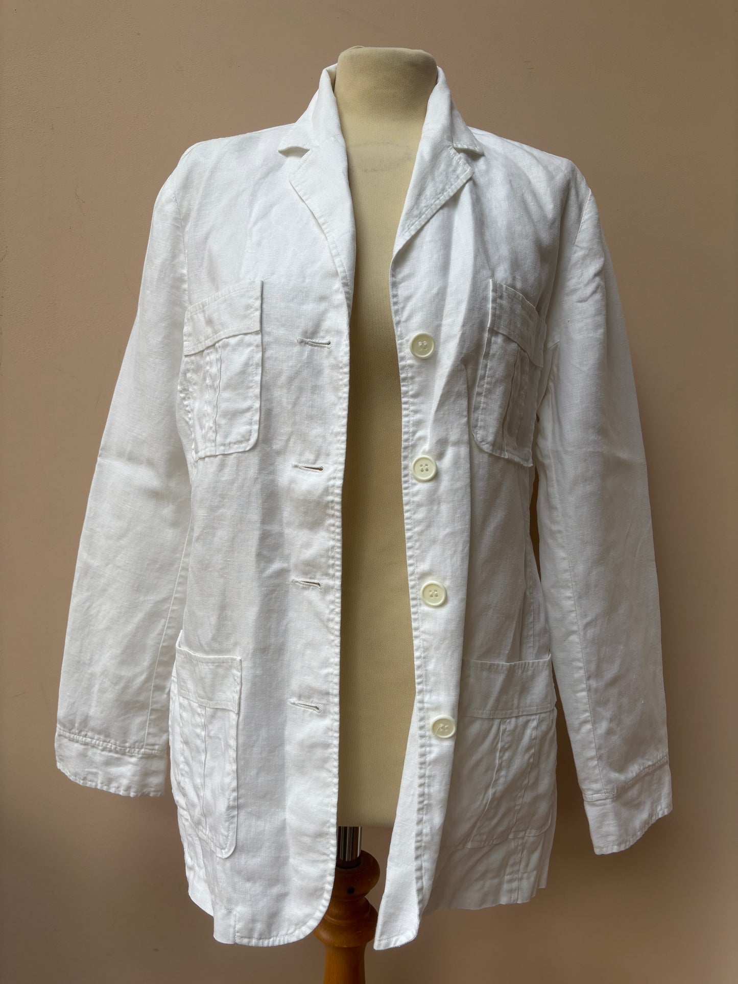 Vintage white 100% linen jacket size 12