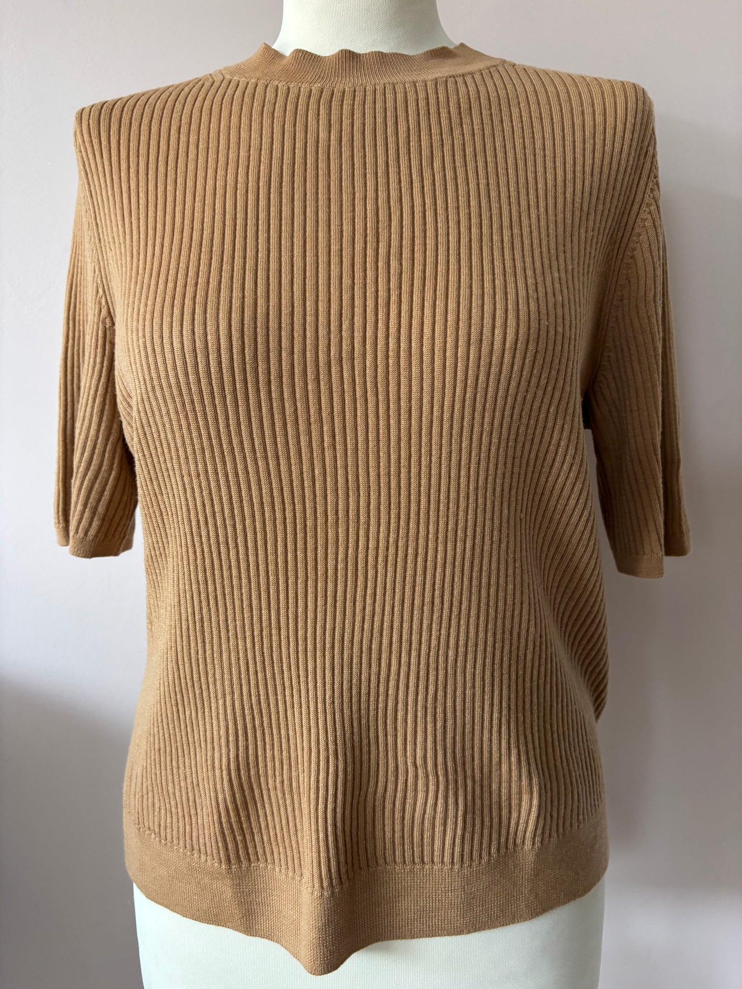 Caramel ribbed wool top size 14