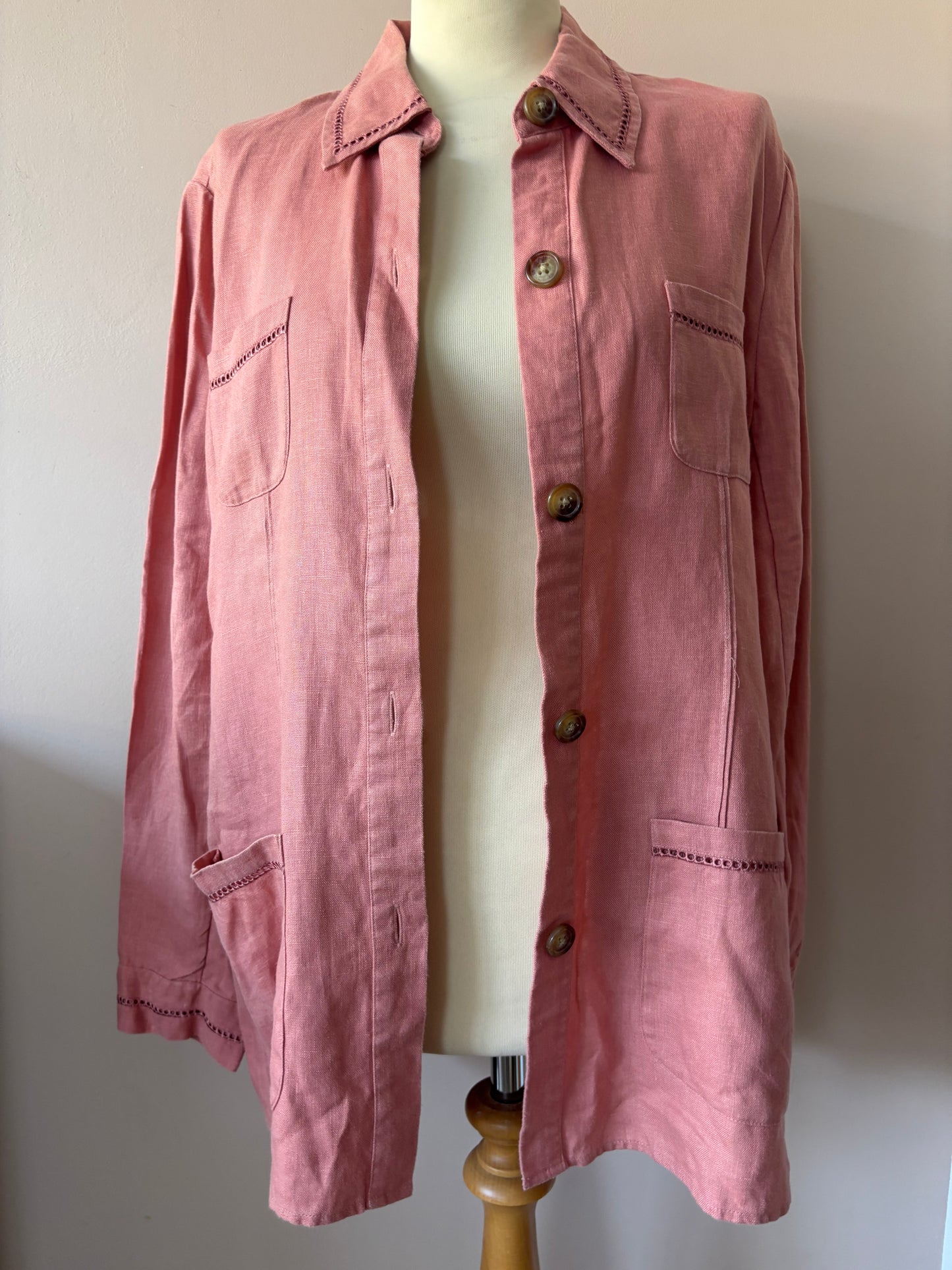 Orvis 100% linen dusky pink jacket size 12-16 ish (size Large)