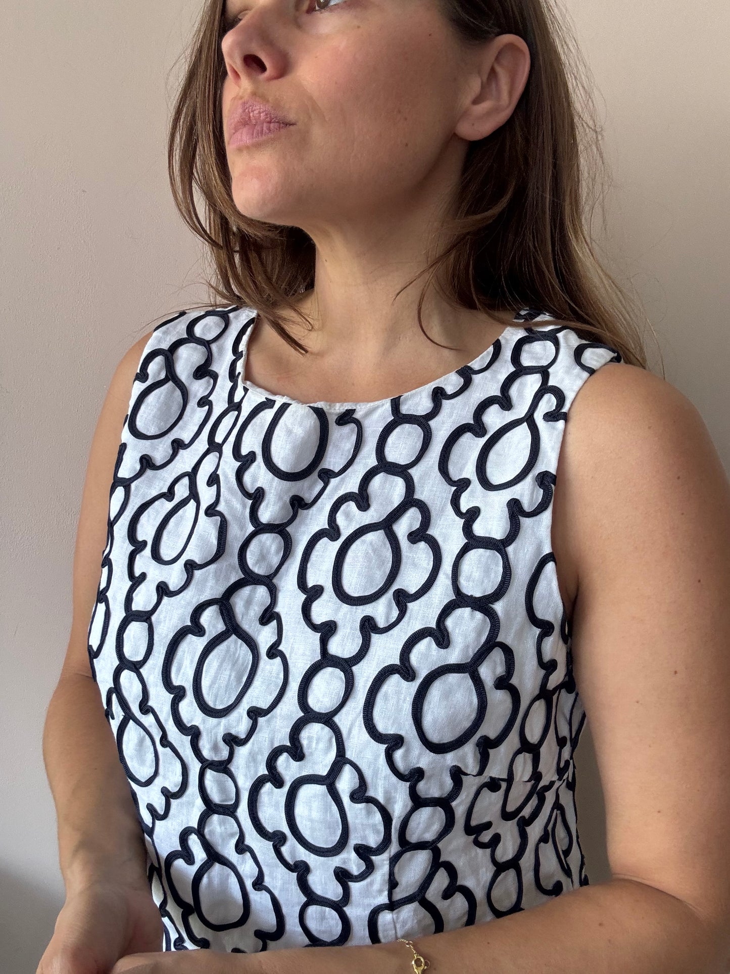 100% linen embroidered dress size 14