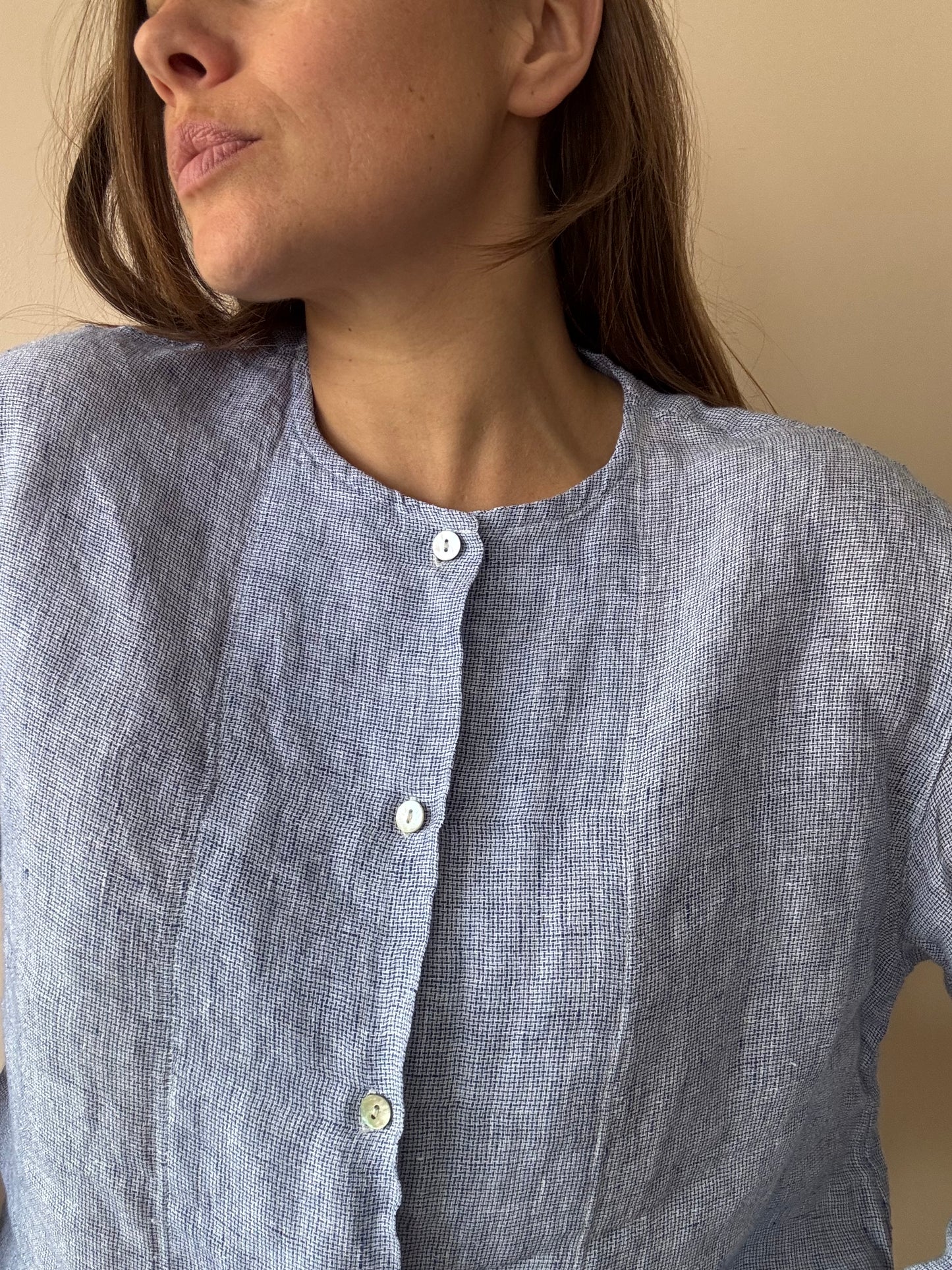 Pale blue 100% linen shirt size 12