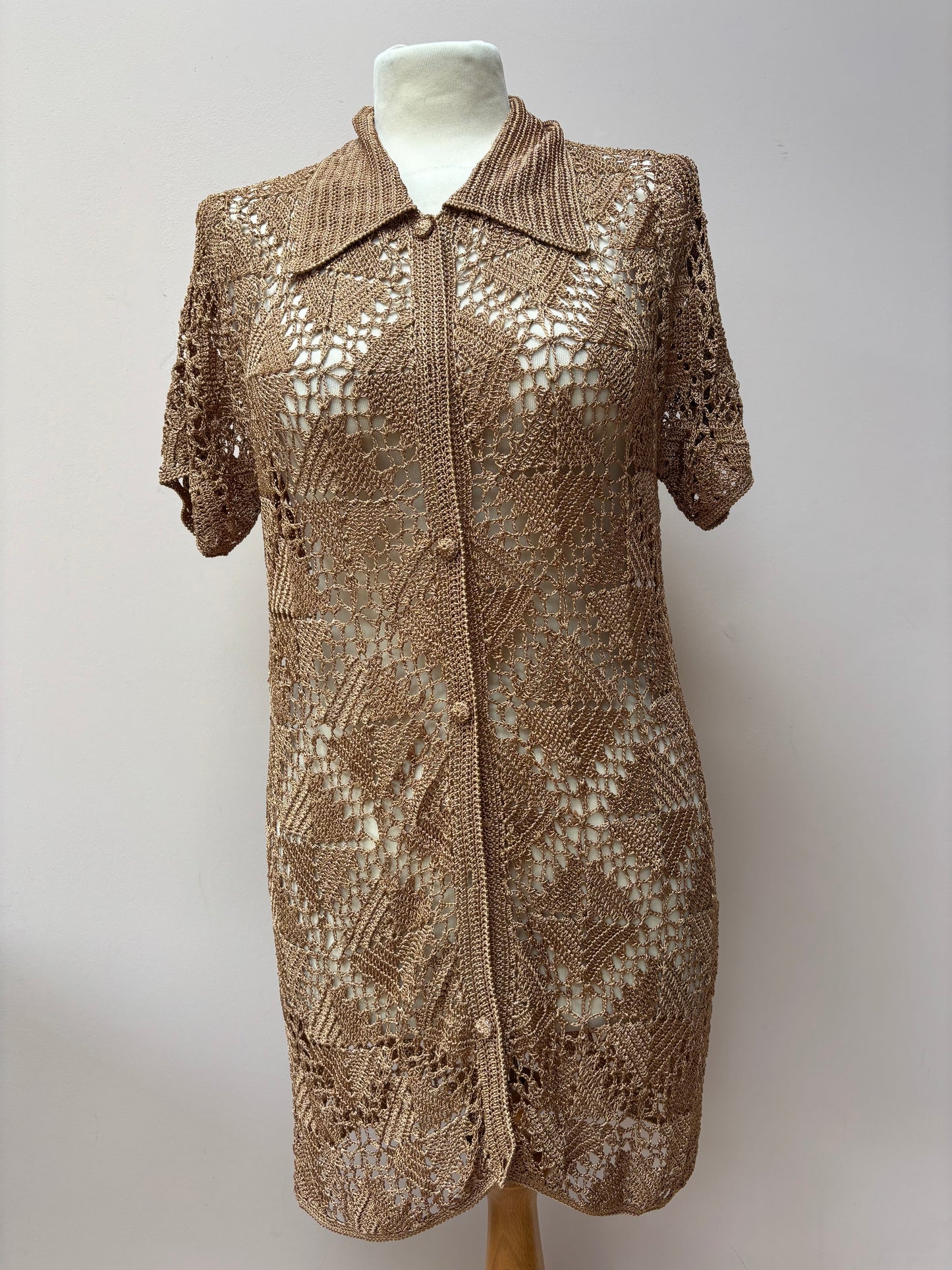 Brown gold crochet top size L