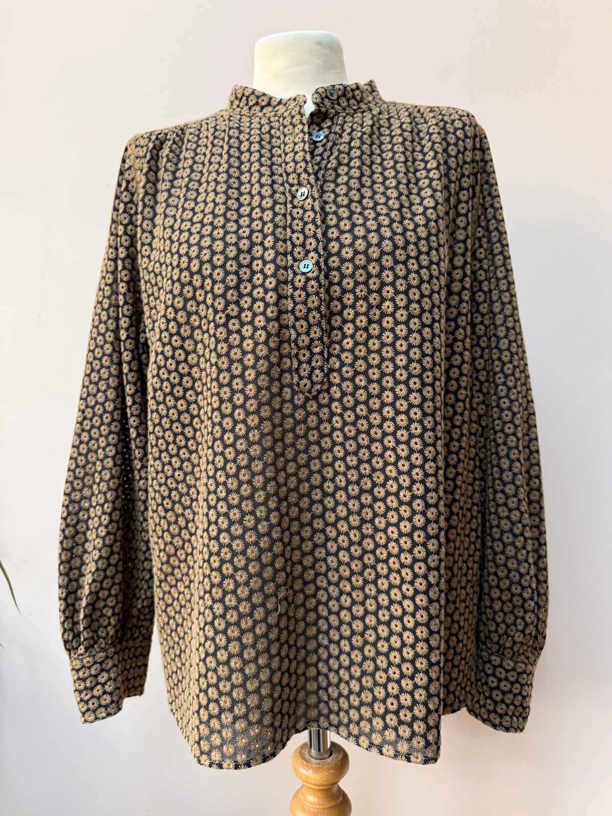 Gold black embroidered blouse size 12
