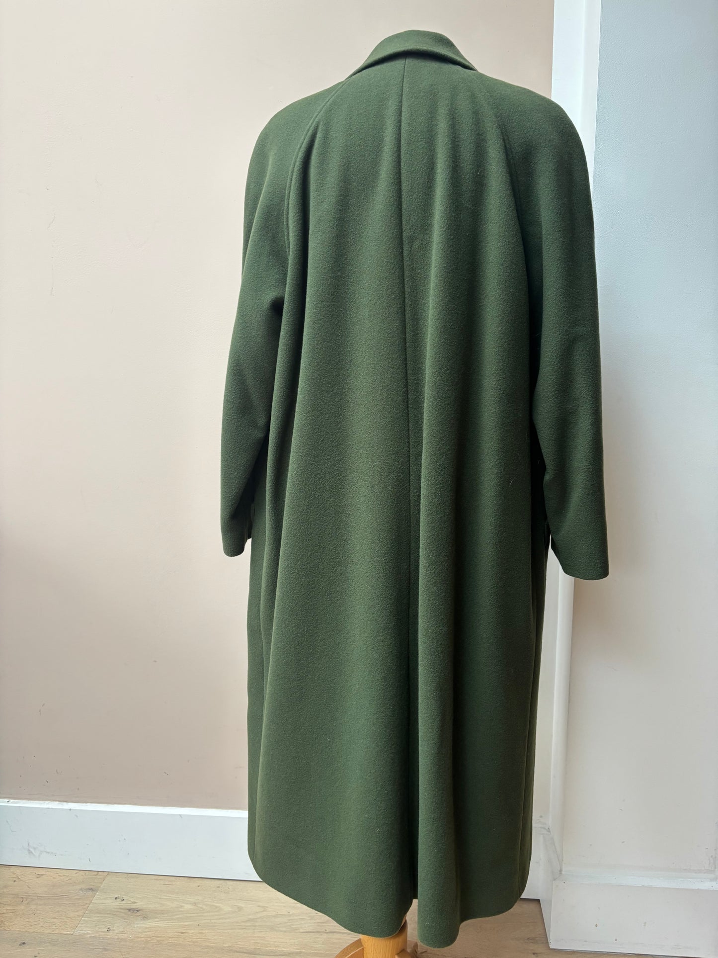 Vintage Green 100% wool long coat size 10/12