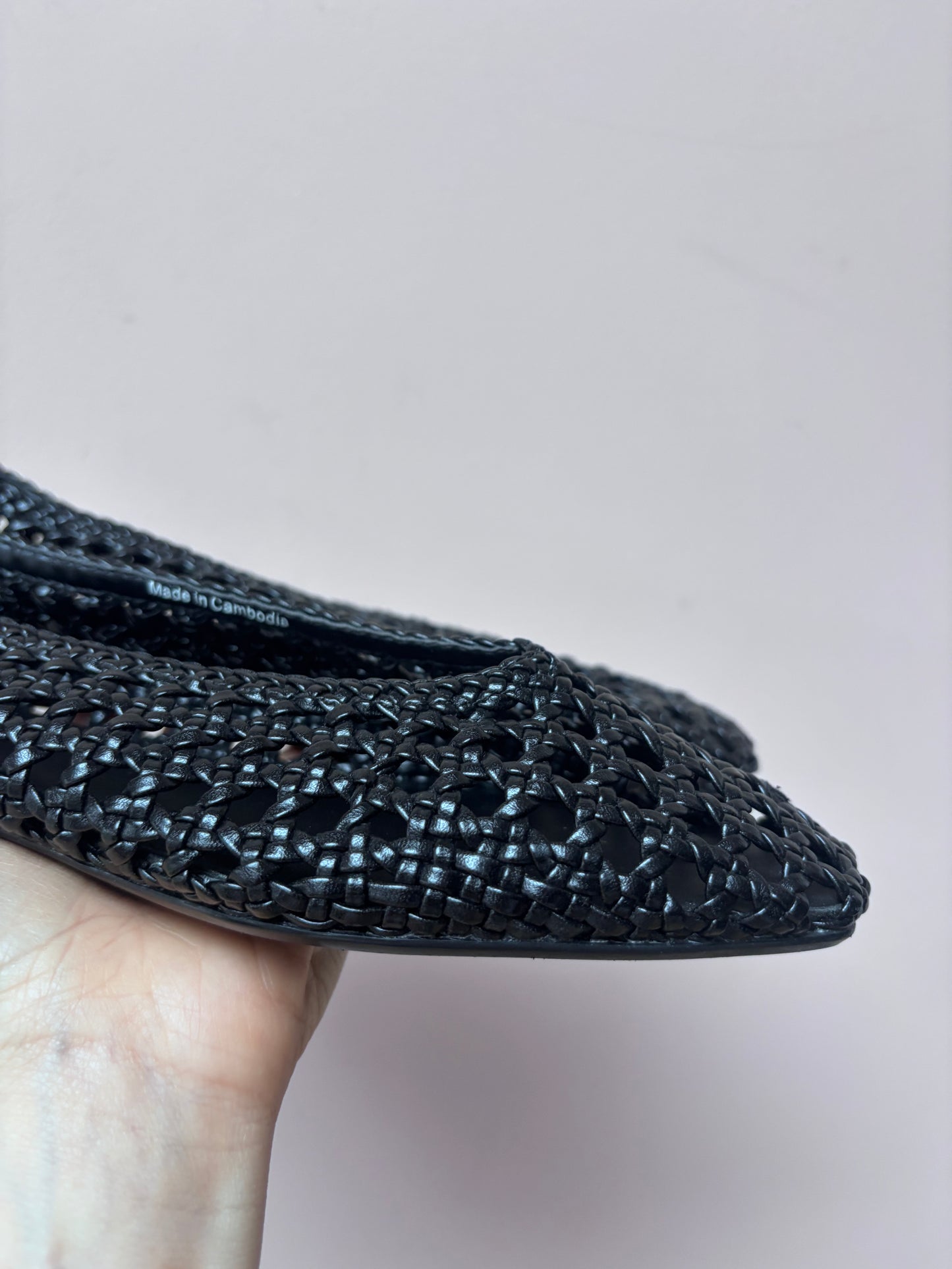 Black woven flats size 5